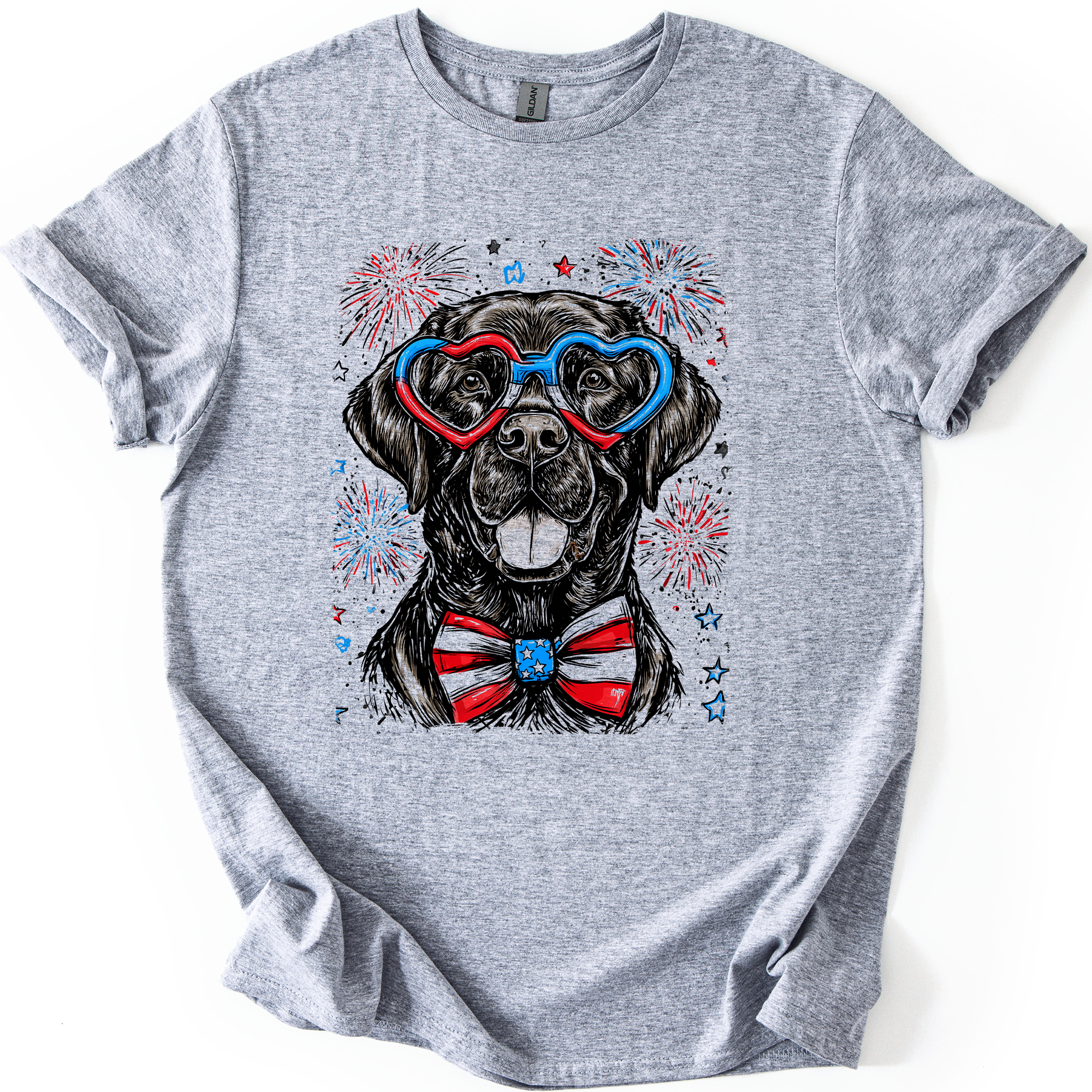 Patriotic Labrador USA Fourth Of July Dog Lover American Flag Inspired Graphic Tee