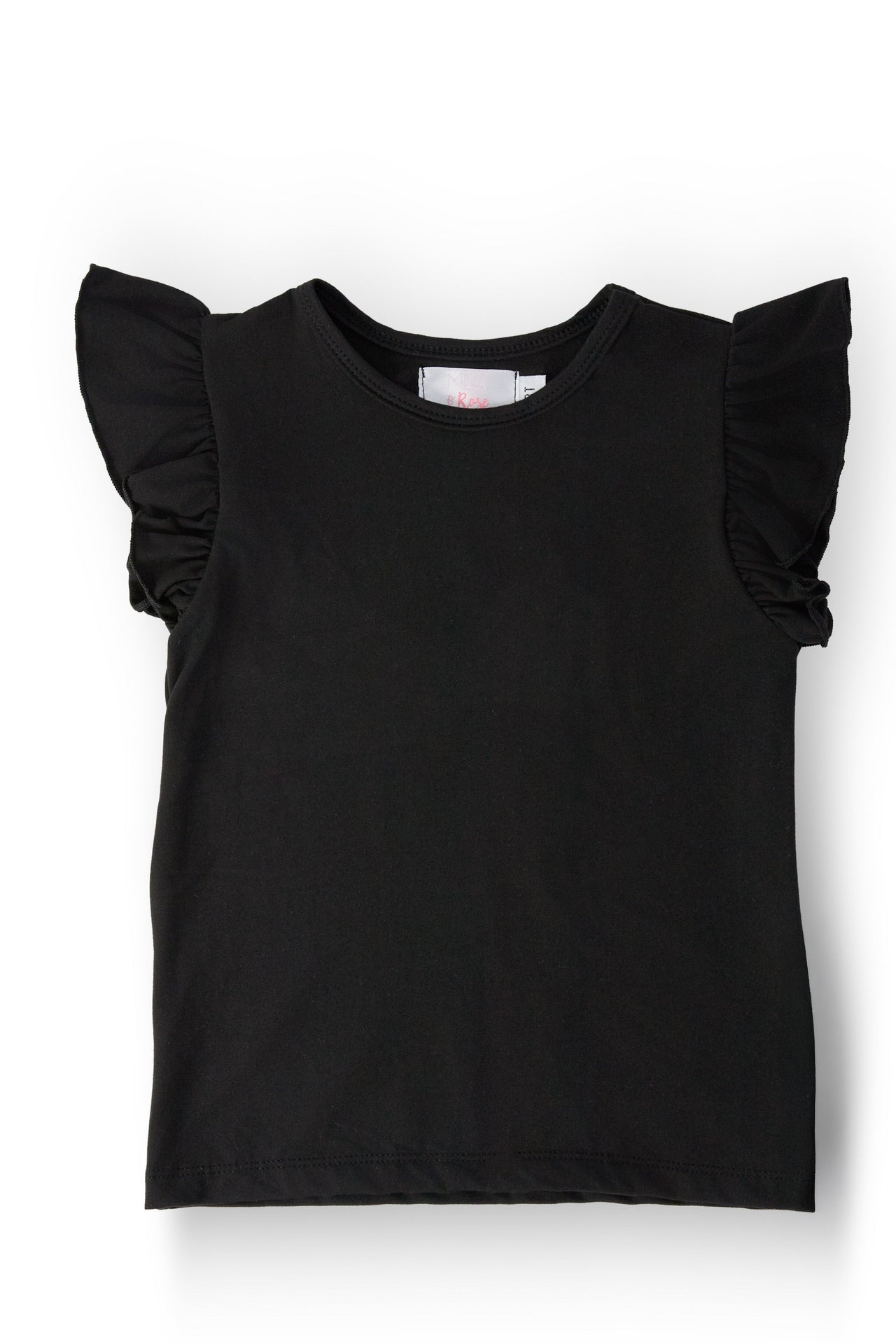 Black S/S Ruffle Tee