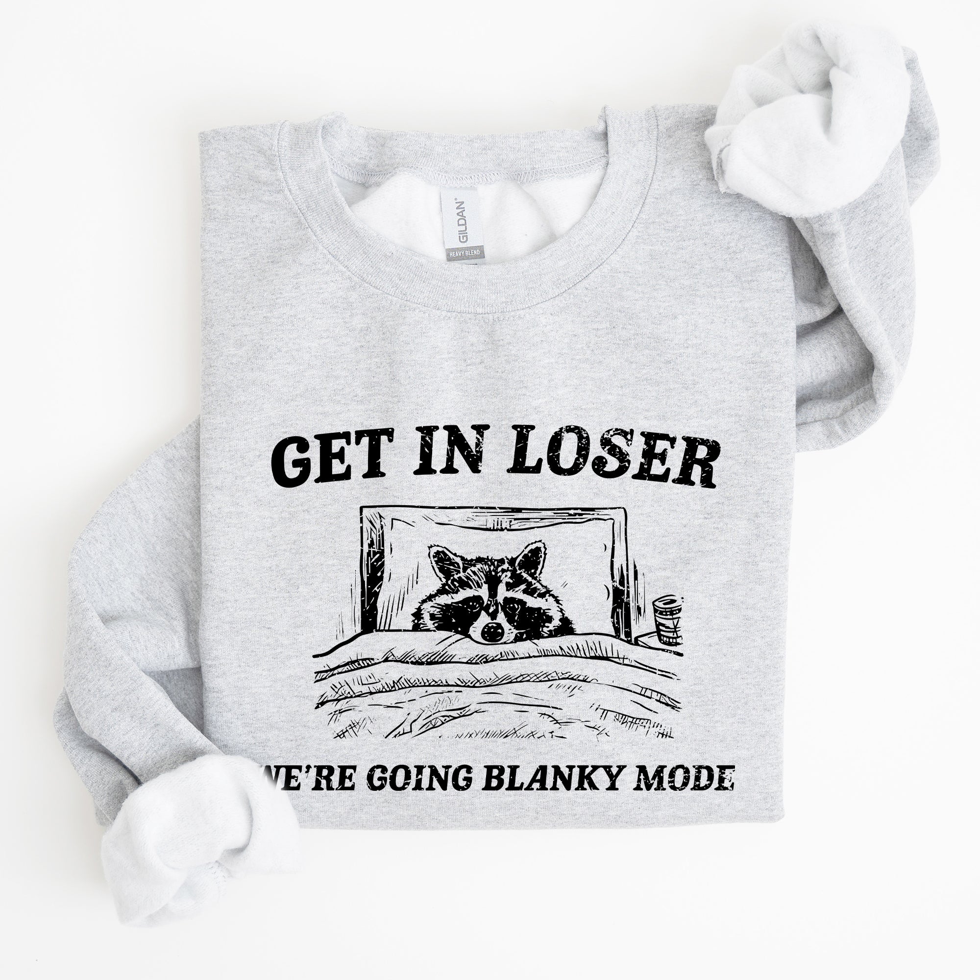 Blanky Mode Raccoon Meme Cartoon Character Pop Culture Reference Internet Meme Sweatshirt