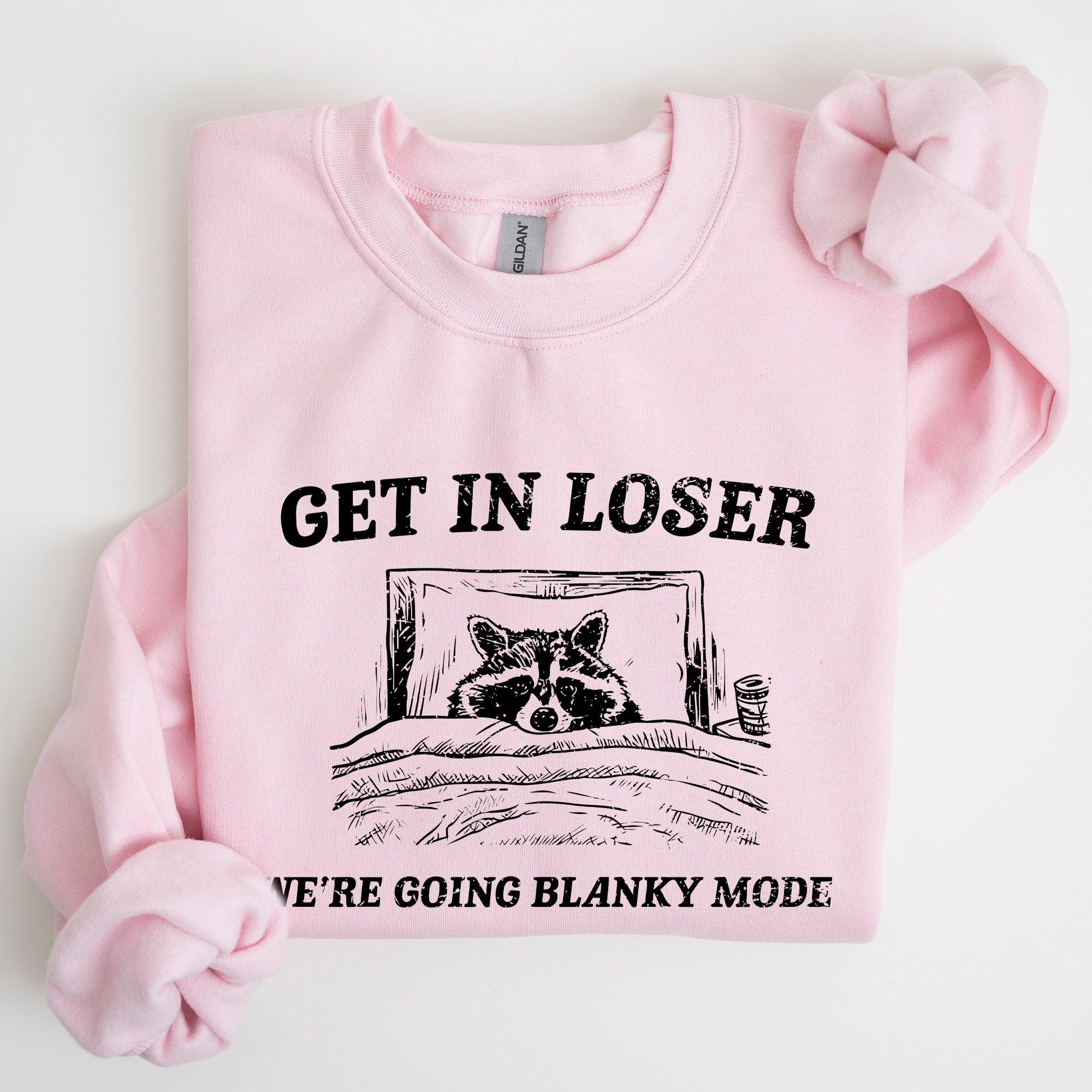 Blanky Mode Raccoon Meme Cartoon Character Pop Culture Reference Internet Meme Sweatshirt