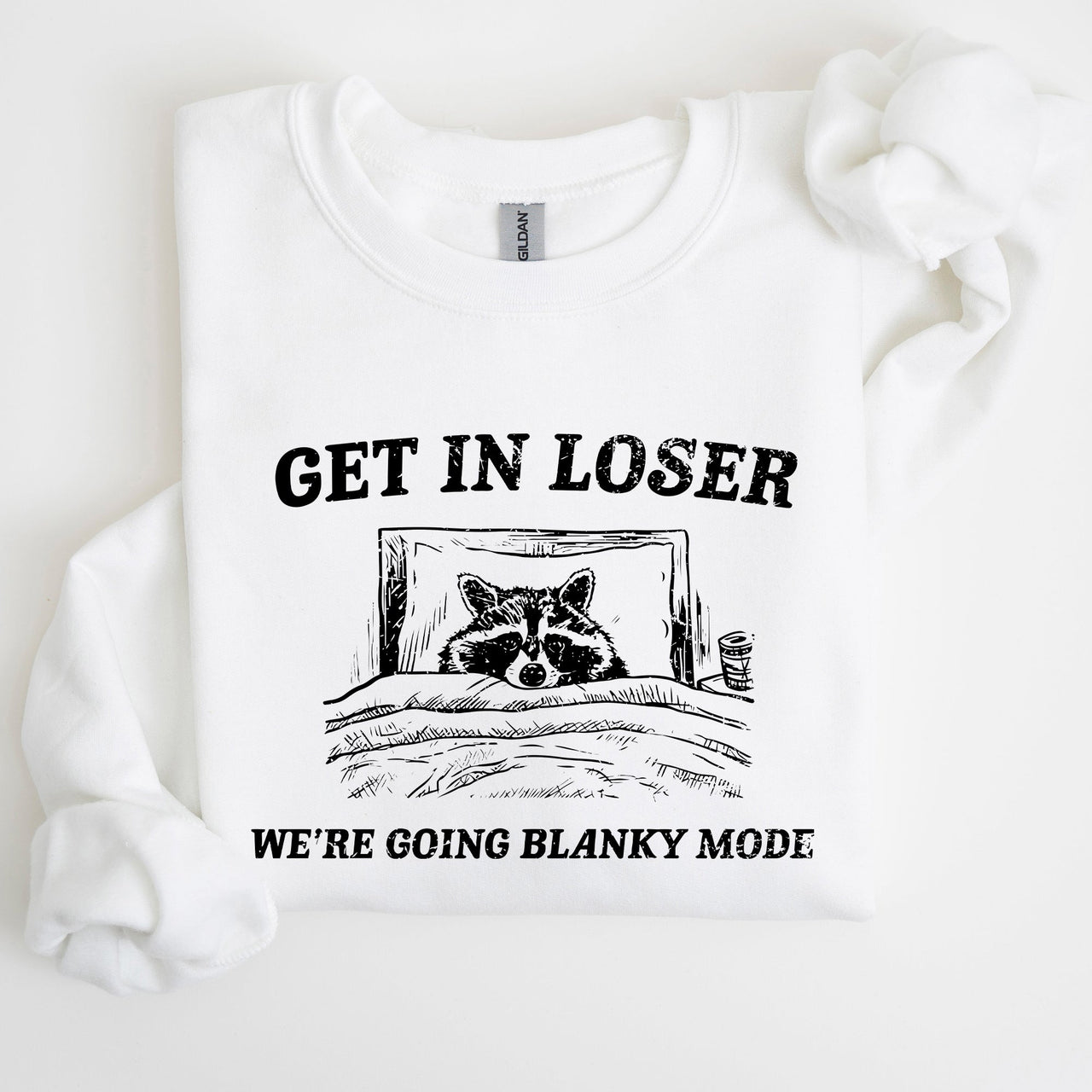 Blanky Mode Raccoon Meme Cartoon Character Pop Culture Reference Internet Meme Sweatshirt