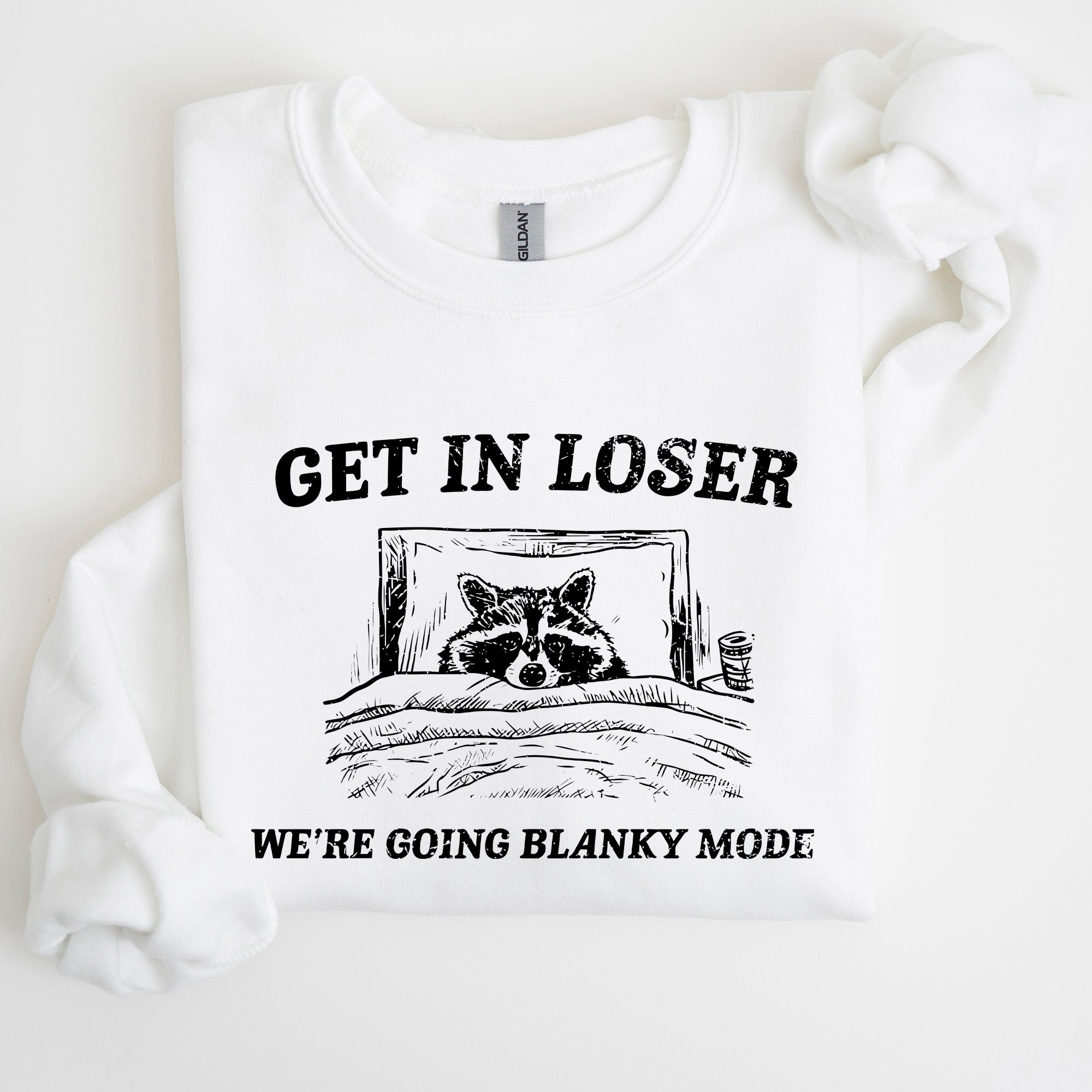 Blanky Mode Raccoon Meme Cartoon Character Pop Culture Reference Internet Meme Sweatshirt