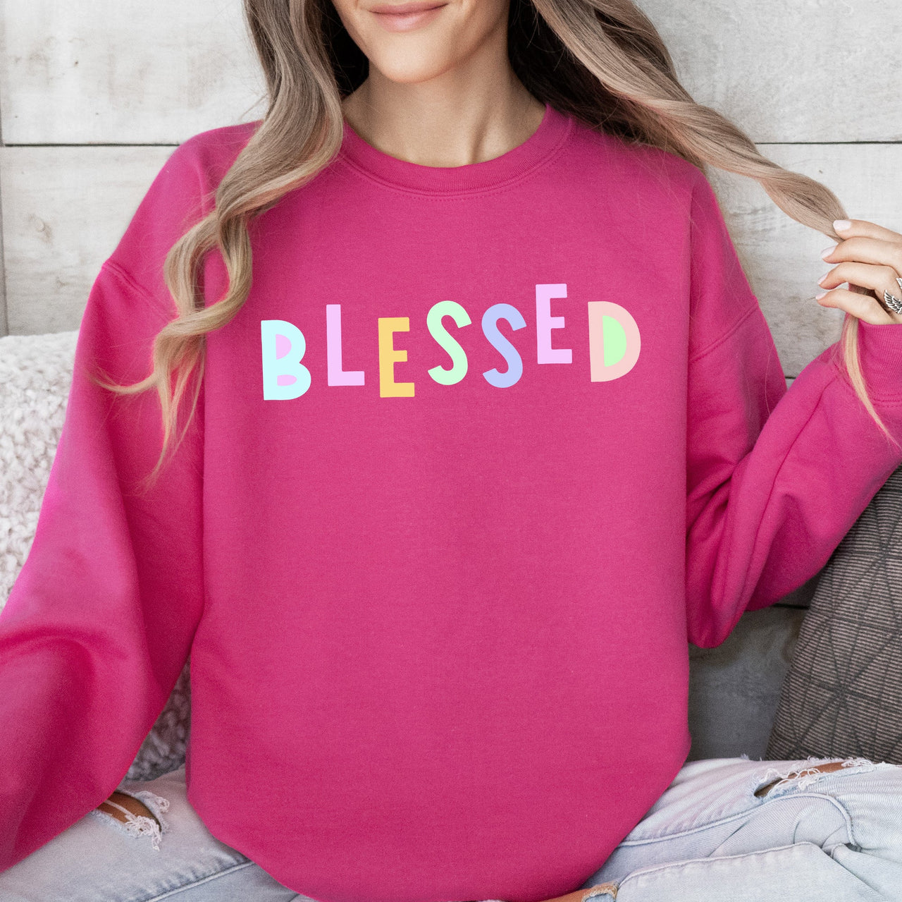 Blessed Positivity And Sarcasm Graphic Quote For Positive Vibes Daily Crewneck Sweatshirt