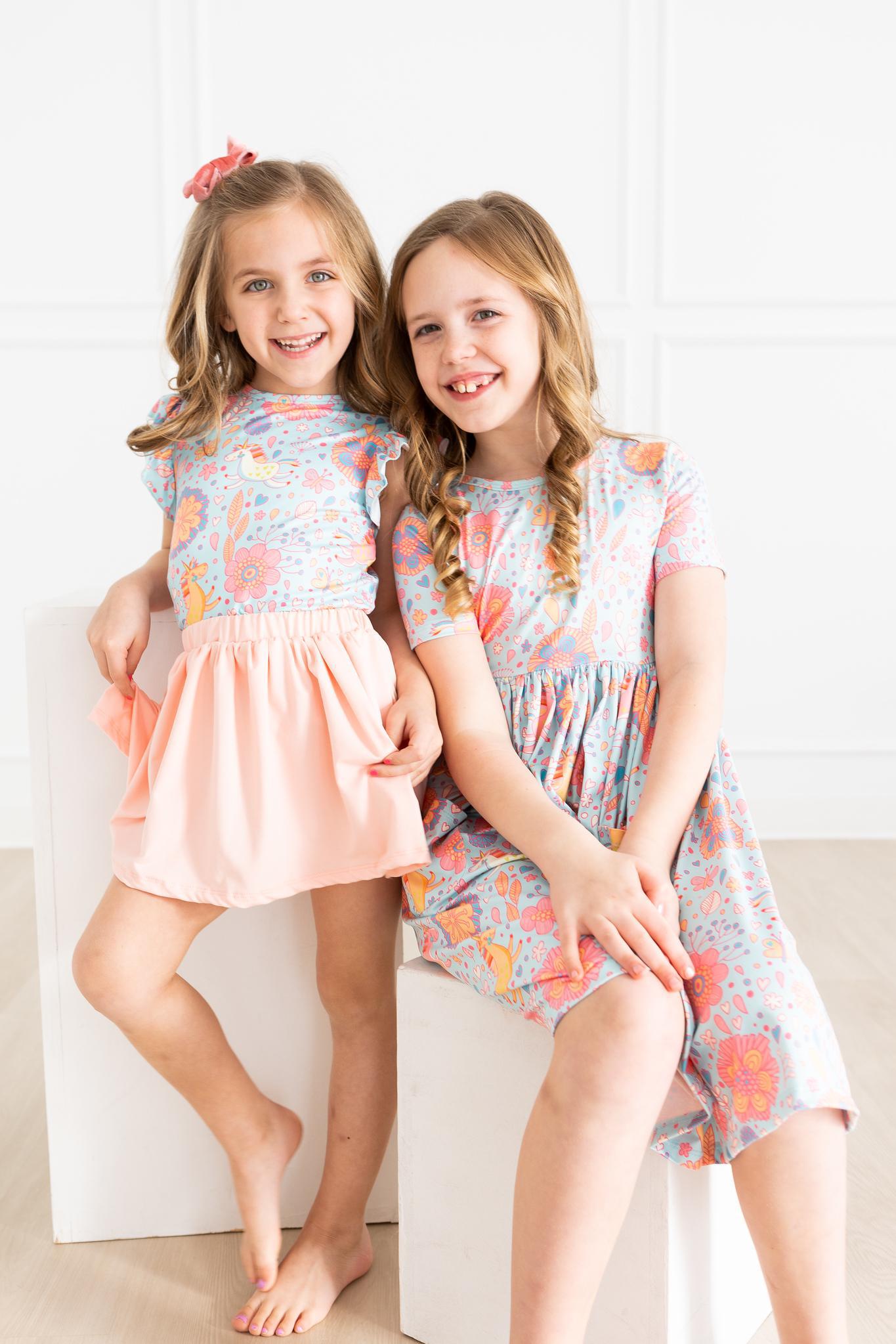 SALE Blue Retro Unicorns S/S Ruffle Tee