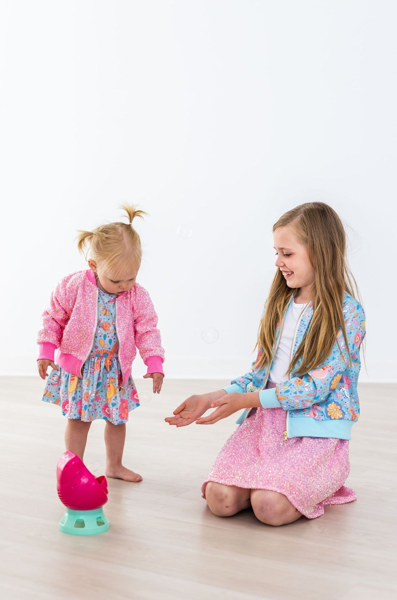 SALE Blue Retro Unicorns Satin Jacket