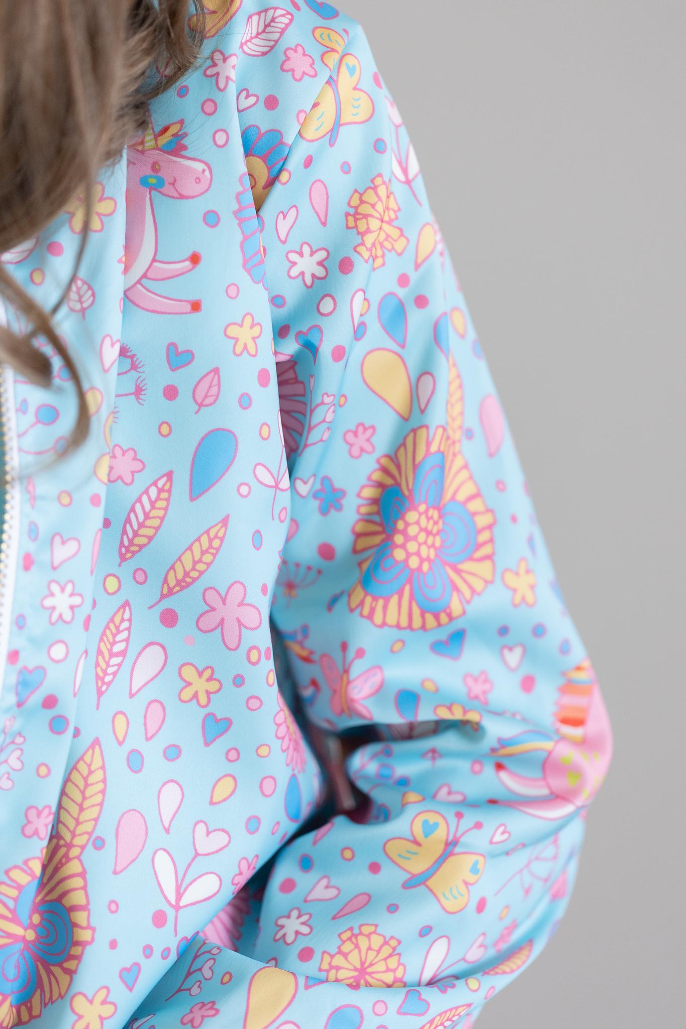SALE Blue Retro Unicorns Satin Jacket