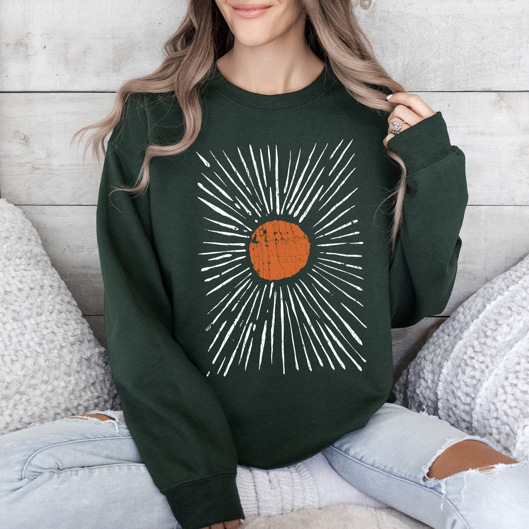 Boho Starburst Celestial Retro Cosmic Night Sky Print Design For Everyday Wear Sweatshirt