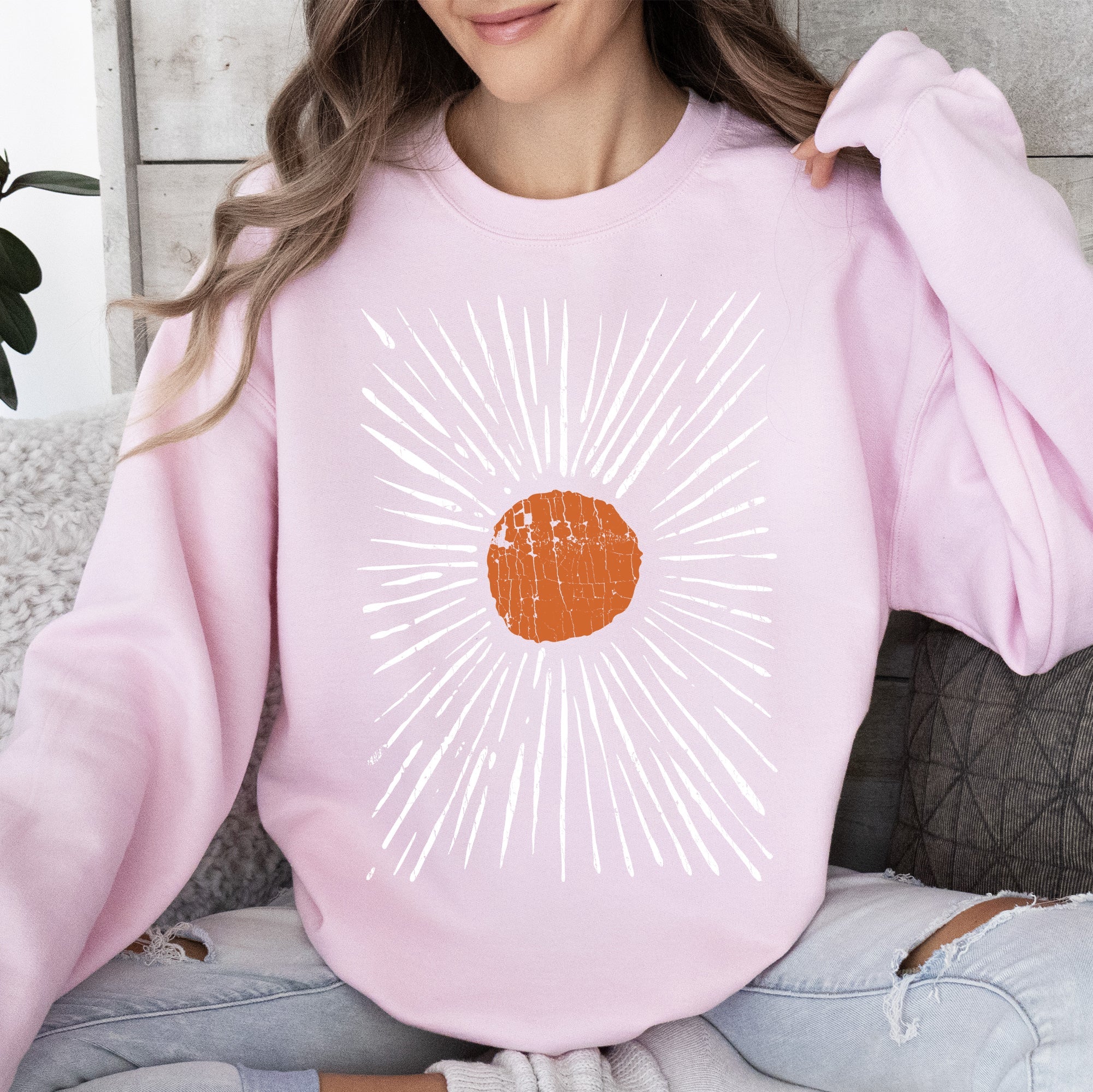 Boho Starburst Celestial Retro Cosmic Night Sky Print Design For Everyday Wear Sweatshirt