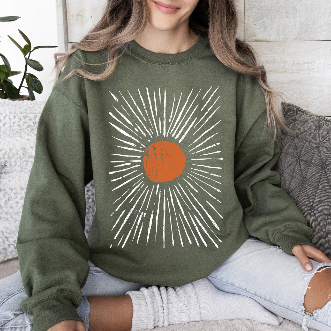 Boho Starburst Celestial Retro Cosmic Night Sky Print Design For Everyday Wear Sweatshirt