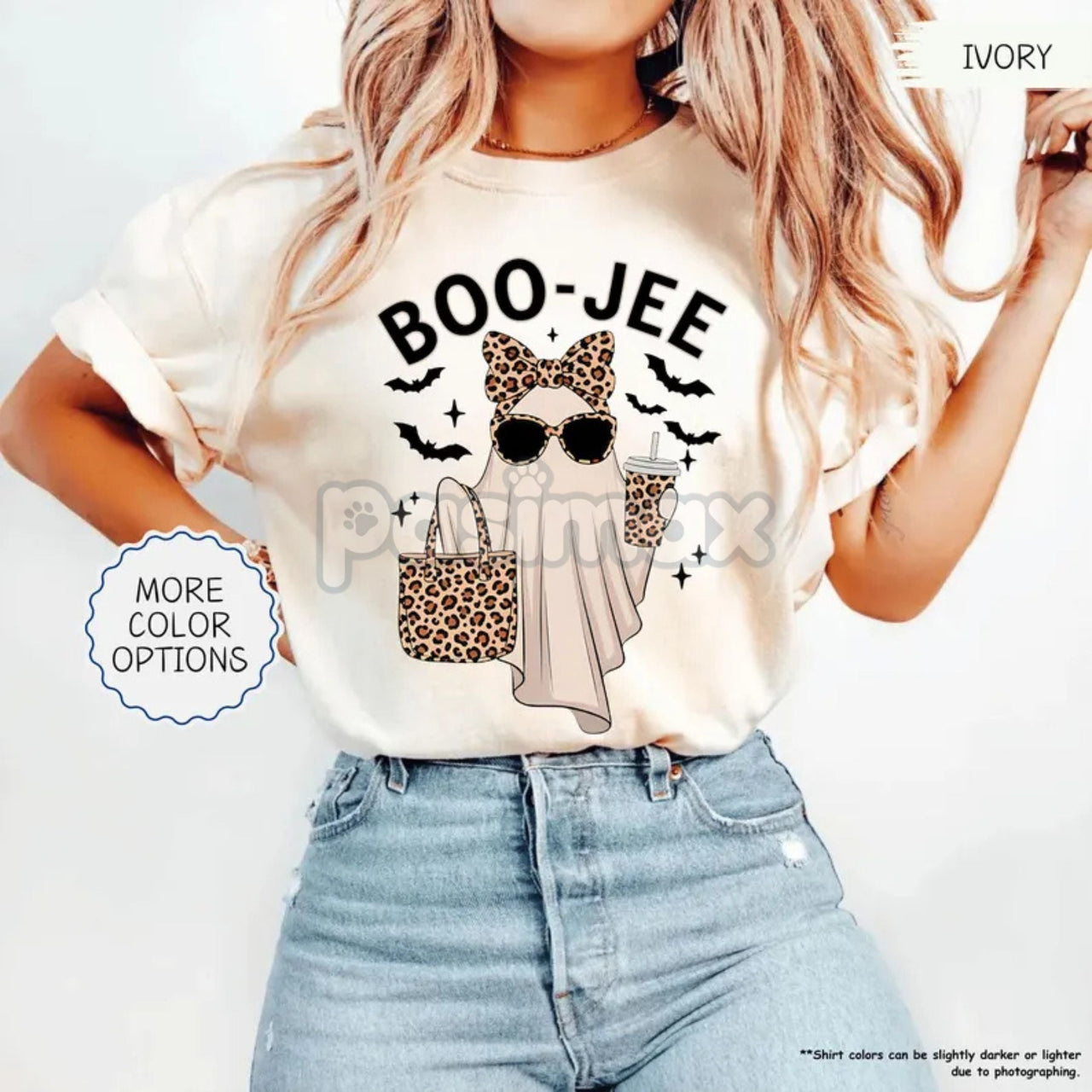 'Boo-Jee' Ghost Comfort Colors® T-Shirt – Luxury Spooky Status Shirt, Leopard Coffee Ghost Tee, Girly Fall Vintage Gift
