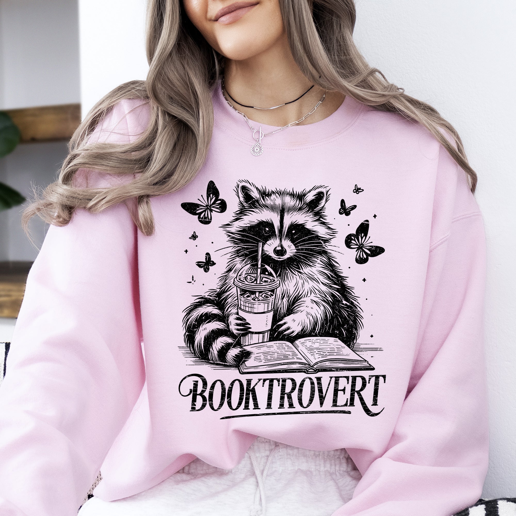 Booktrovert Raccoon Reading Booktok Library Books Avid Reader Collection Sweatshirt