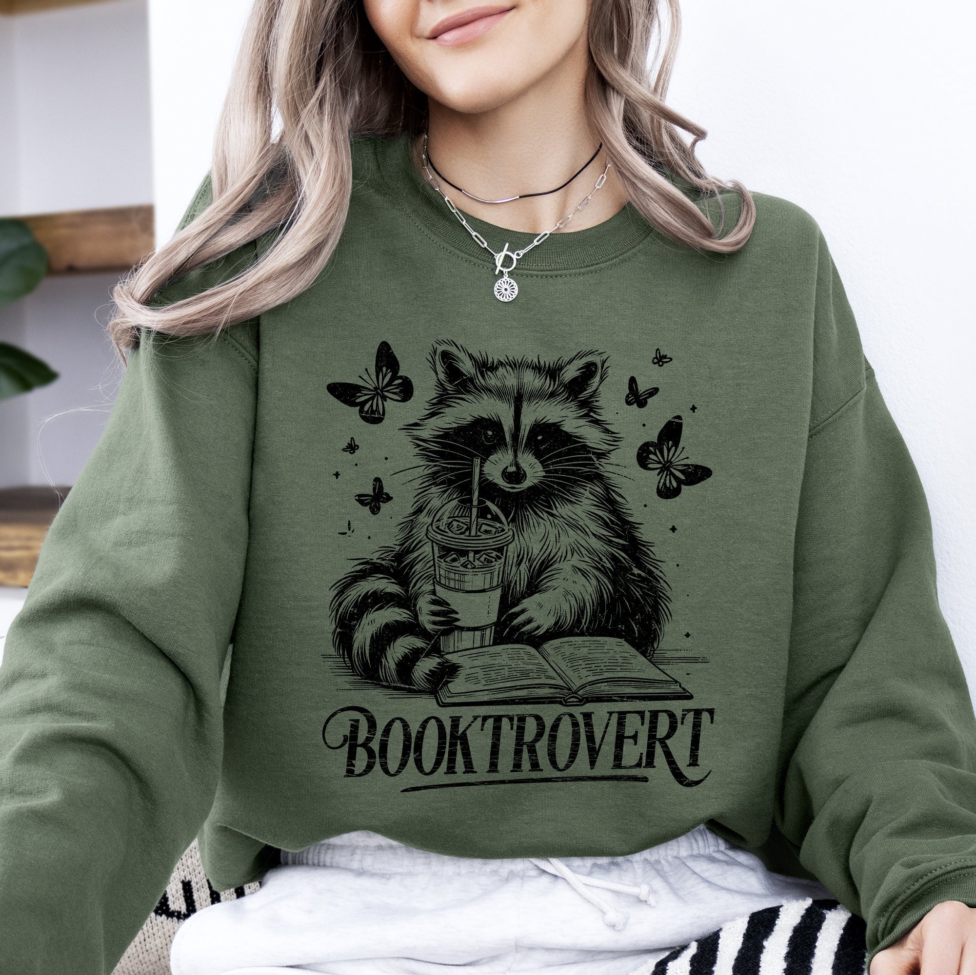 Booktrovert Raccoon Reading Booktok Library Books Avid Reader Collection Sweatshirt