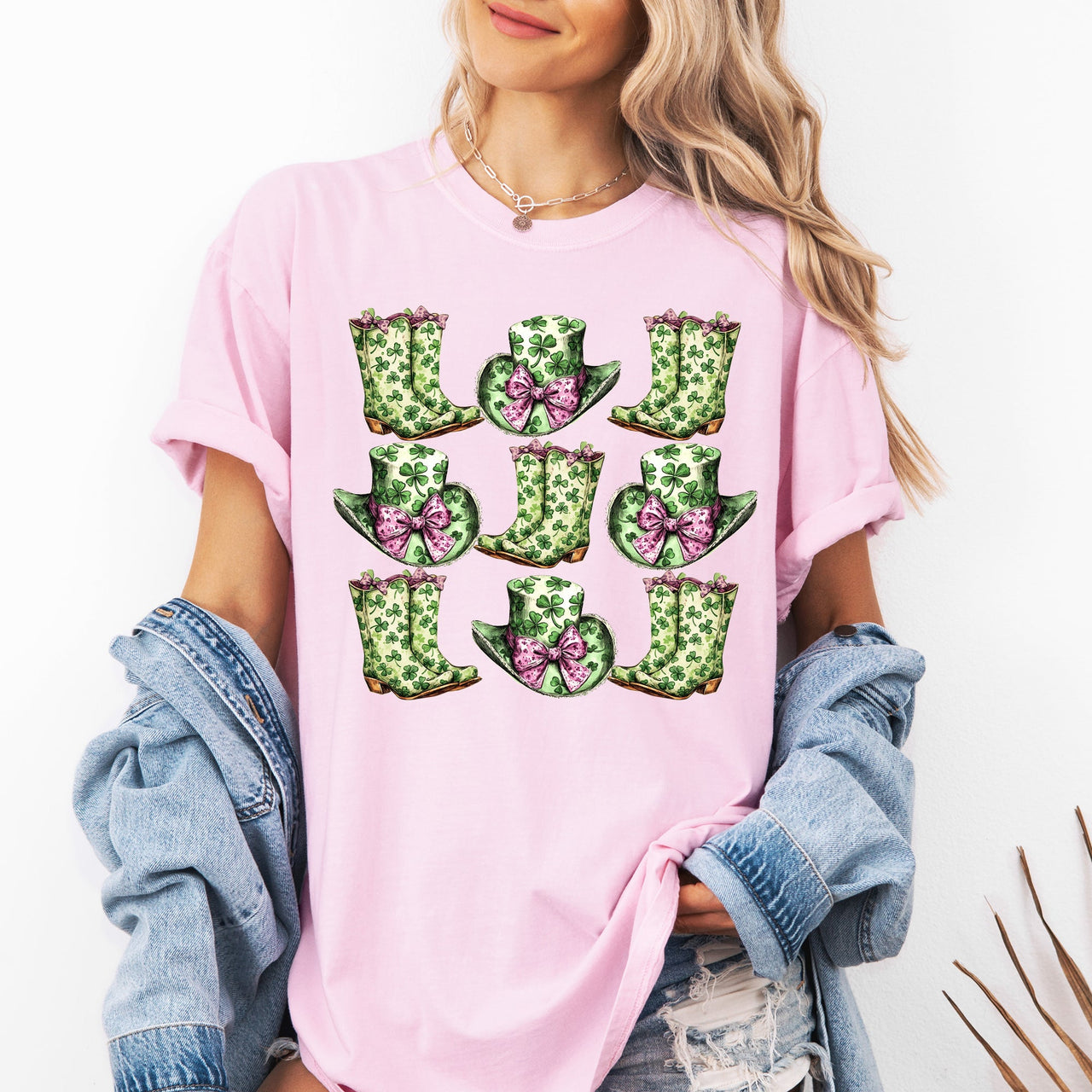 Boots And Hats Cowboy St Patrick's Day Shamrock Clover Lucky Leprechaun Comfort Colors Tee