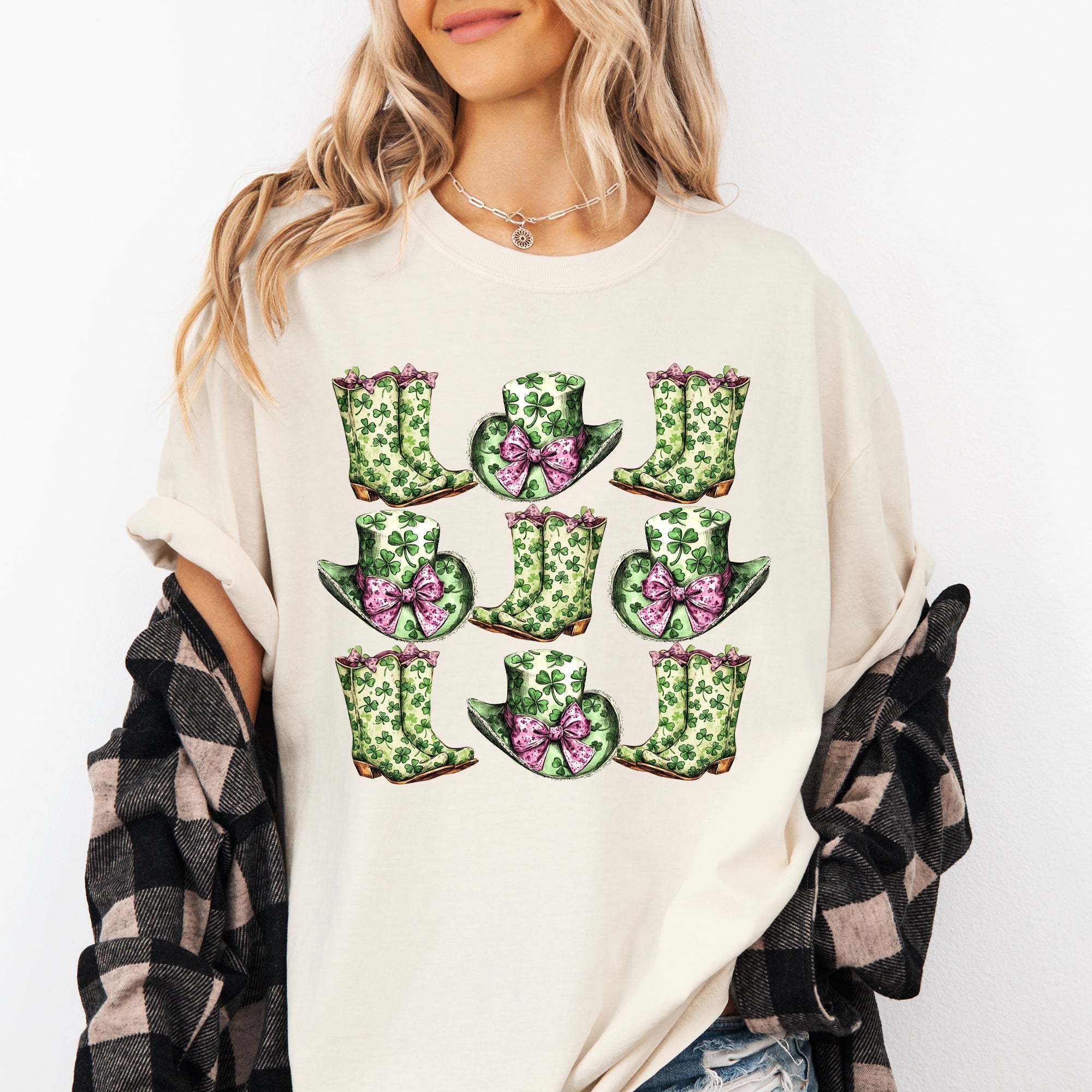 Boots And Hats Cowboy St Patrick's Day Shamrock Clover Lucky Leprechaun Comfort Colors Tee