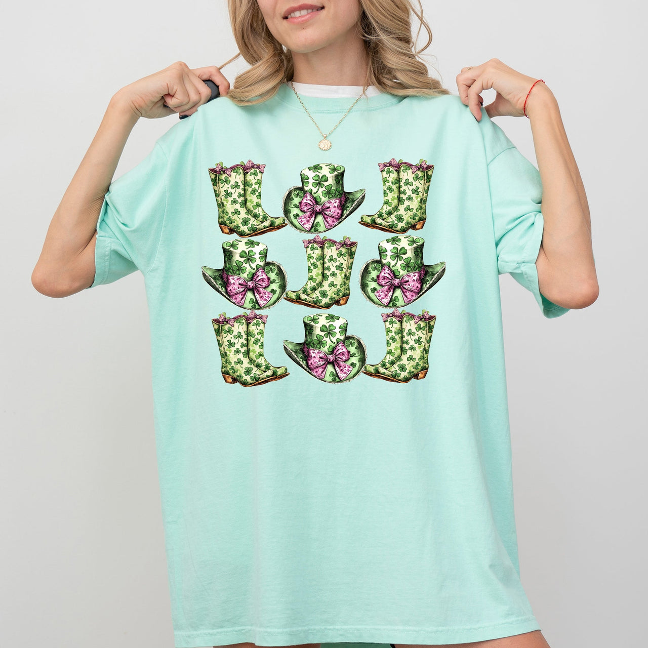 Boots And Hats Cowboy St Patrick's Day Shamrock Clover Lucky Leprechaun Comfort Colors Tee