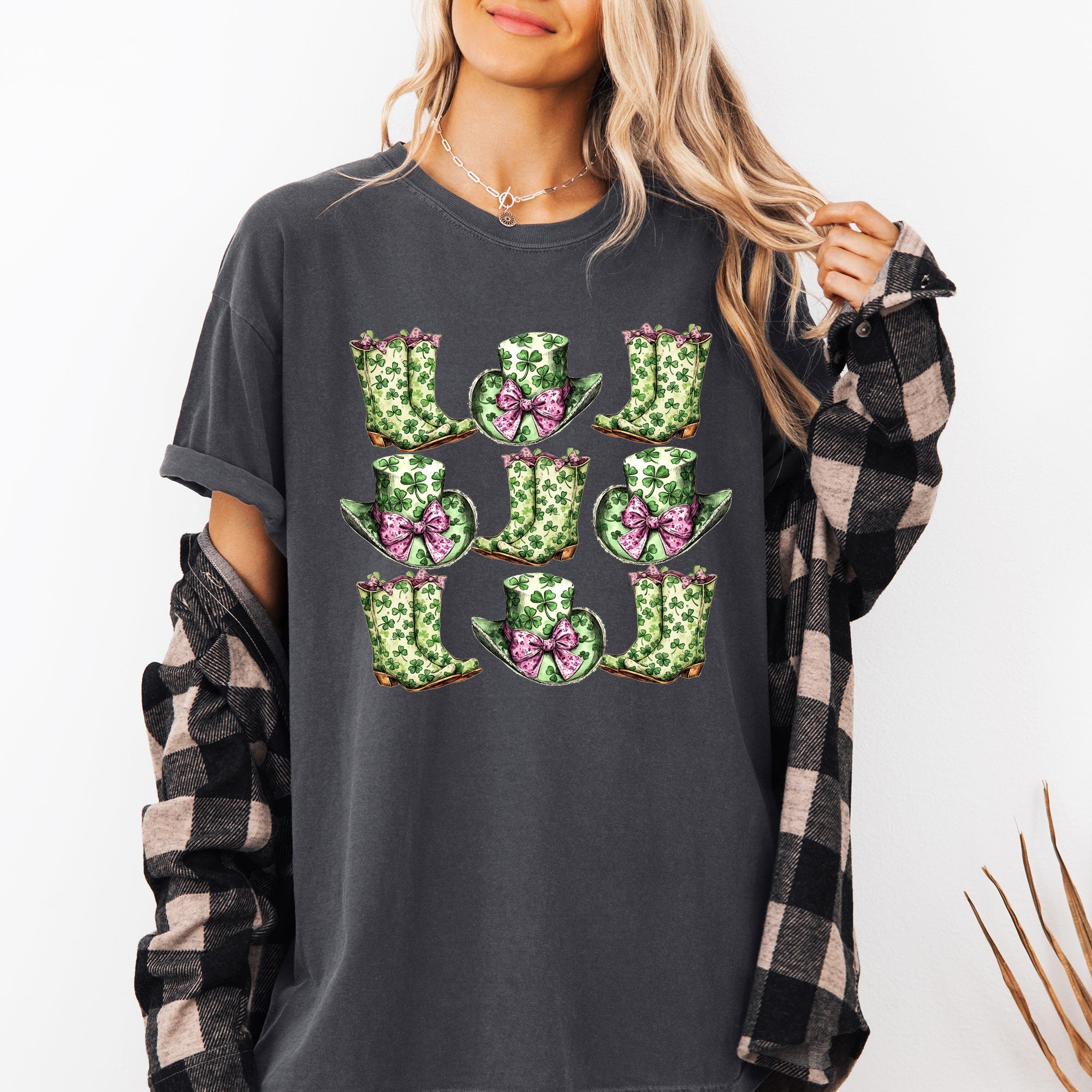 Boots And Hats Cowboy St Patrick's Day Shamrock Clover Lucky Leprechaun Comfort Colors Tee