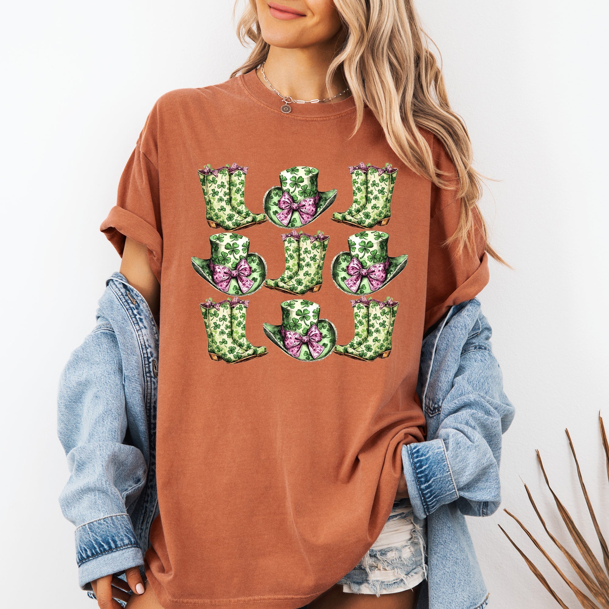 Boots And Hats Cowboy St Patrick's Day Shamrock Clover Lucky Leprechaun Comfort Colors Tee