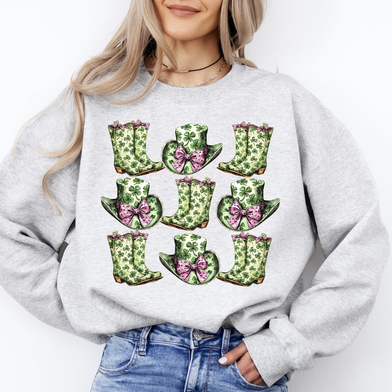 Boots And Hats Cowboy St Patrick's Day Shamrock Clover Lucky Leprechaun Sweatshirt