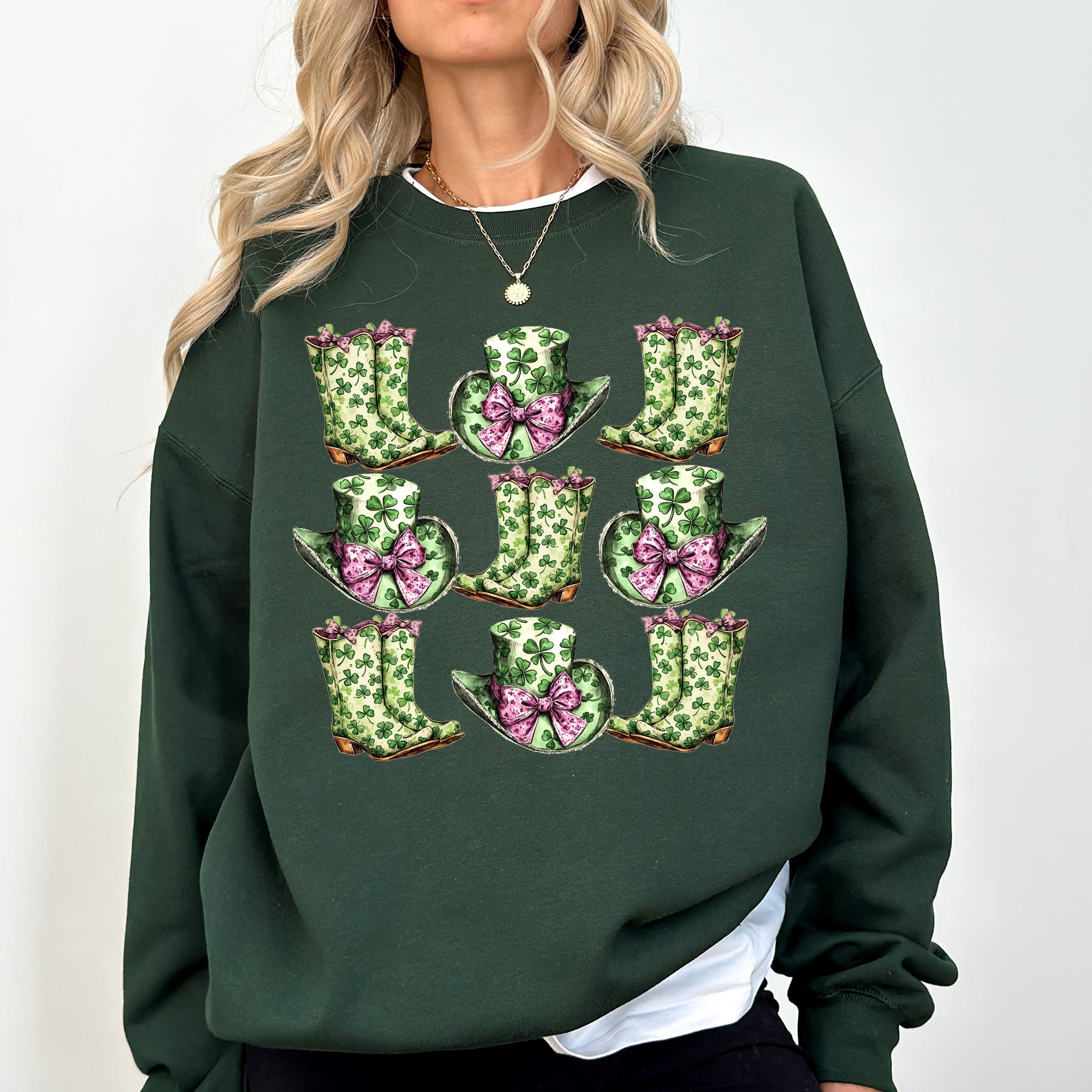 Boots And Hats Cowboy St Patrick's Day Shamrock Clover Lucky Leprechaun Sweatshirt