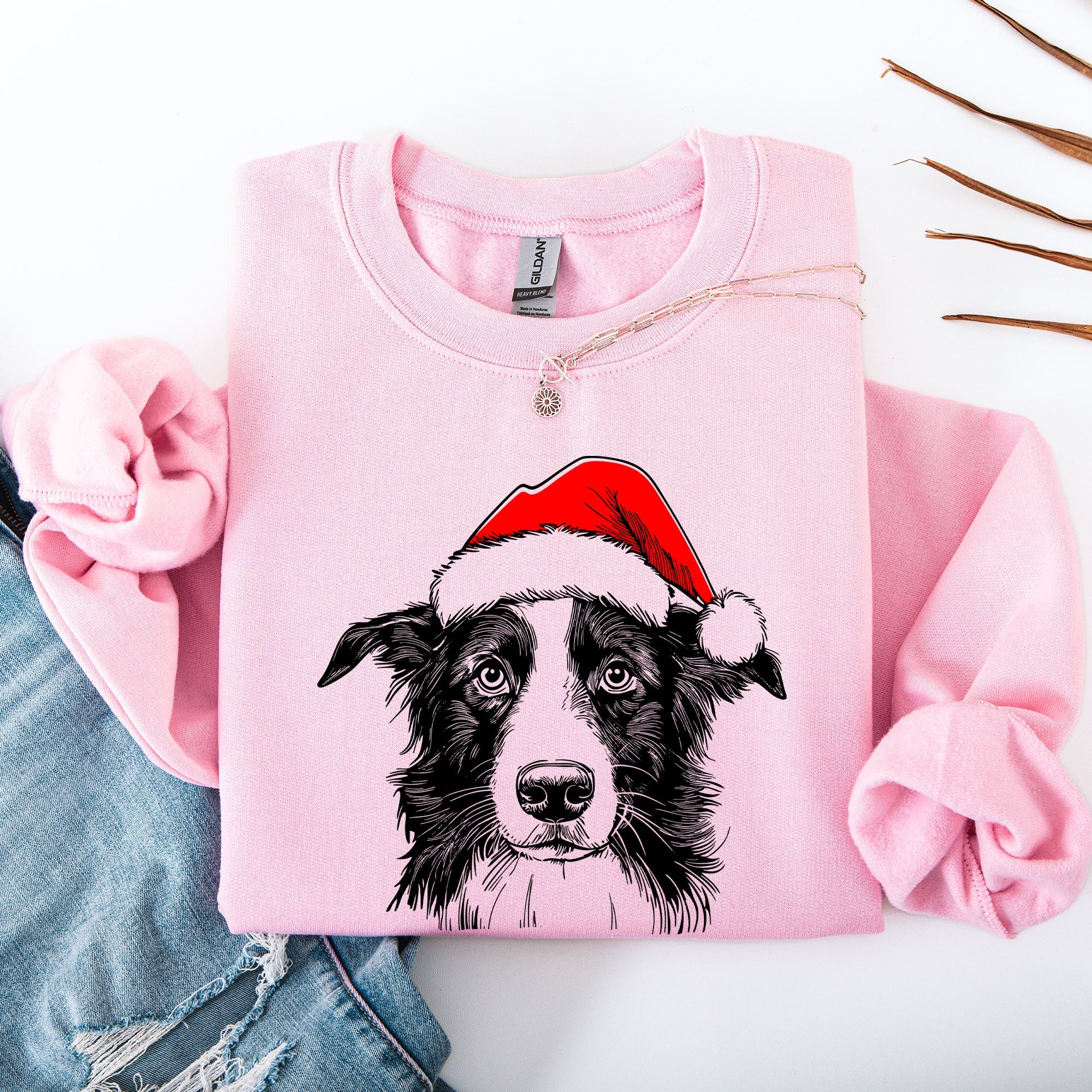 Border Collie Santa Christmas Dog Lover Pet Festive Cozy Warm Winter Premium Sweatshirt