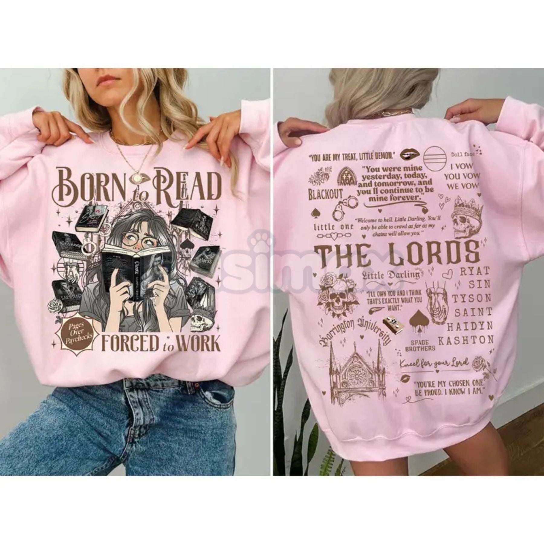Born To Read Forced To Work Sweatshirt | Funny Book Lover Crewneck | Aesthetic Librarian Jumper | Bibliophile Gift for Her | Dark Academia Reading Pullover | Bookish Gift