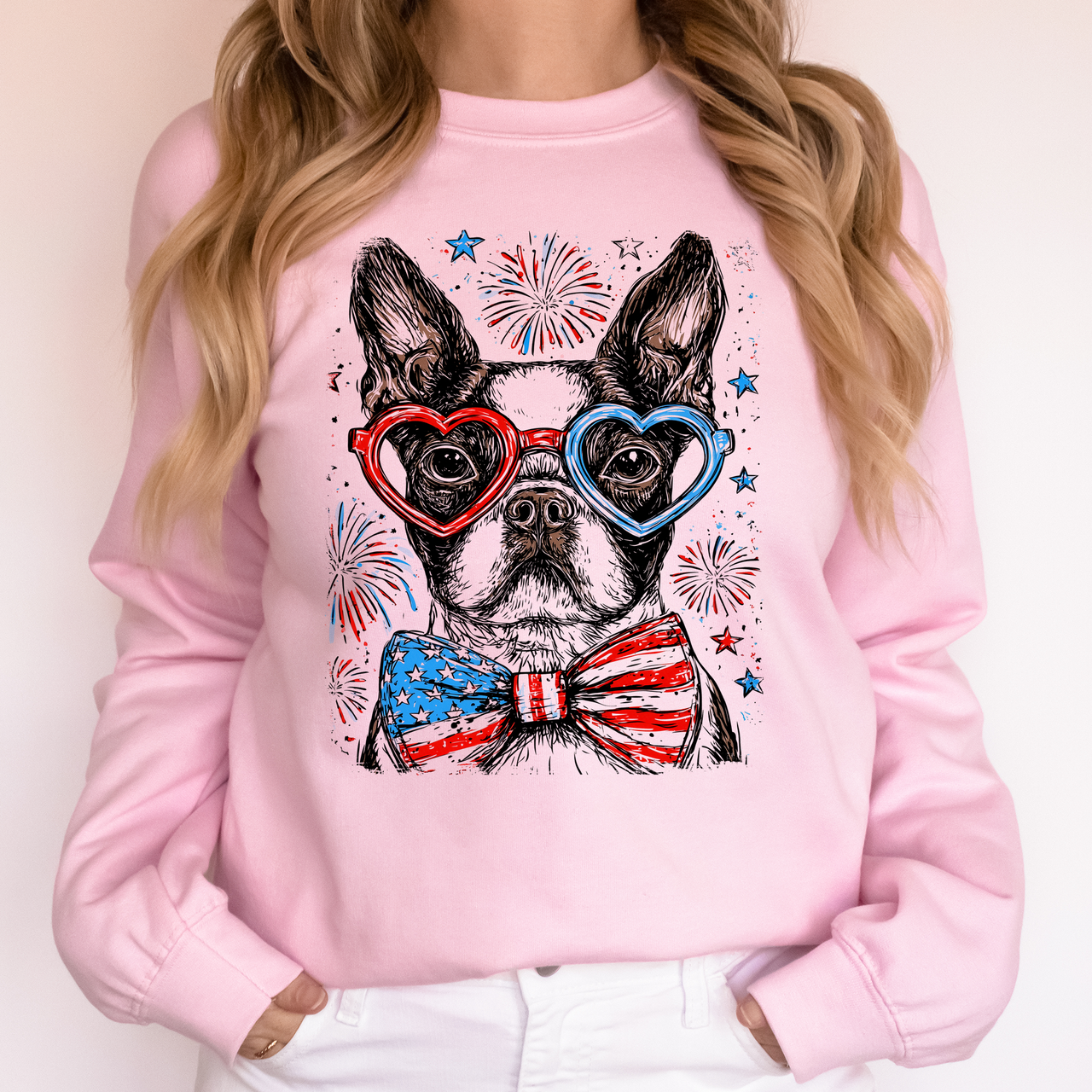 Boston Terrier Patriotic Dog USA Fourth Of July Independence Day Celebration Sweatshirt