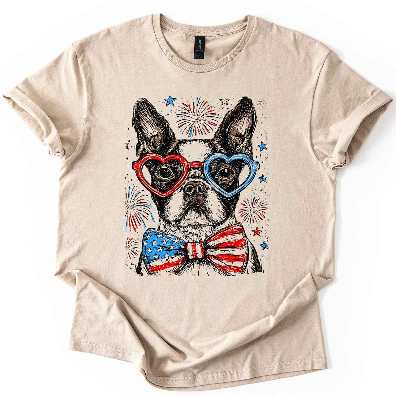 Boston Terrier Patriotic Dog USA Flag Fourth Of July Stars And Stripes Edition Graphic Tee