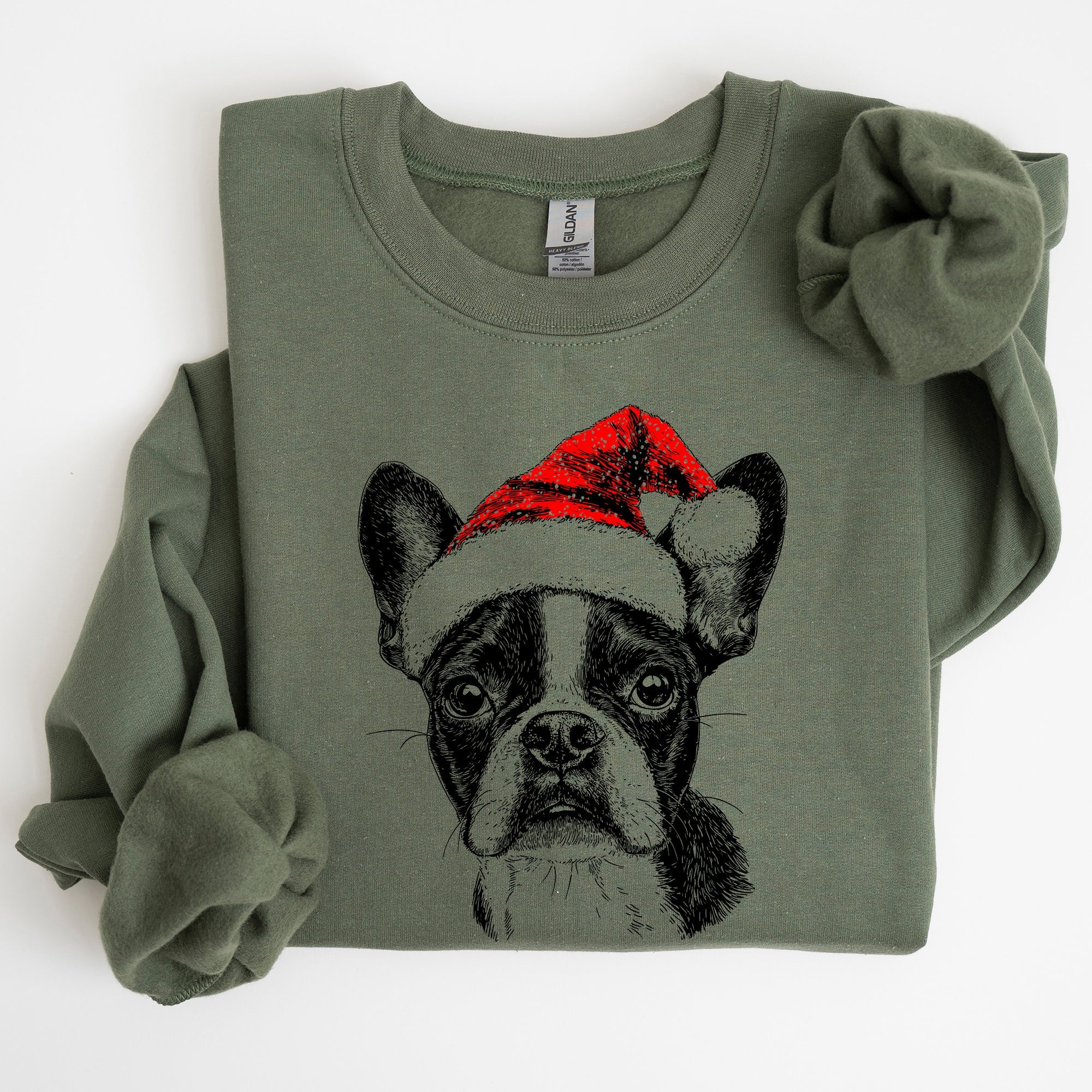 Boston Terrier Santa Christmas Dog Lover Cozy Festive Seasonal Edition Sweatshirt