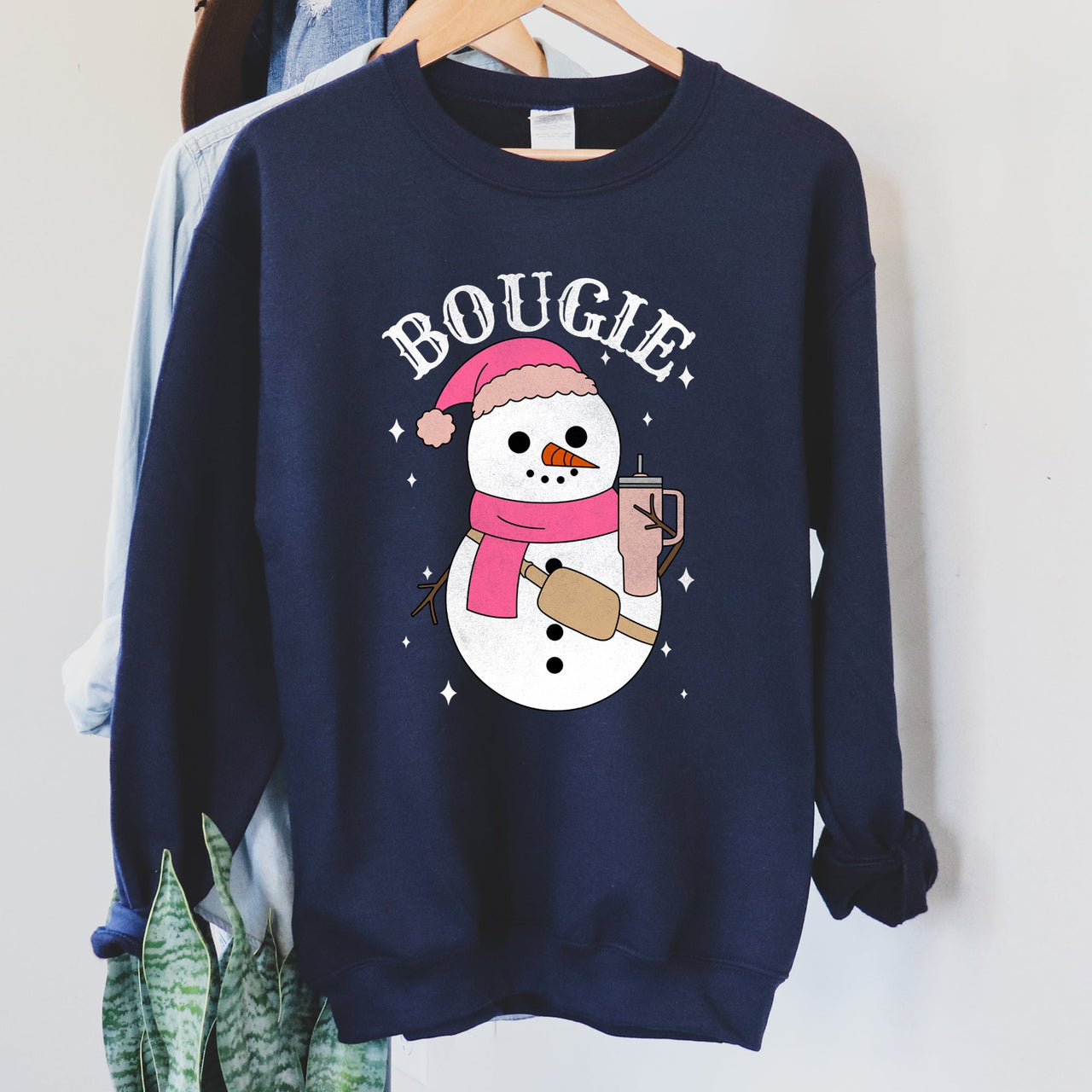 Bougie Snowman Christmas BooJee Cozy Holiday Festive Winter Comfort Fleece Sweatshirt