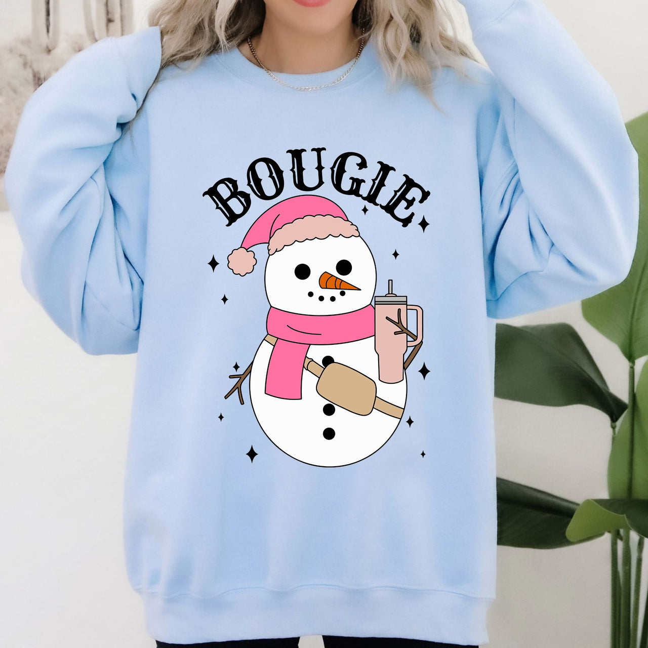 Bougie Snowman Christmas Santa Winter Snow Xmas Holiday Cheer Festive Cozy Classic Sweatshirt