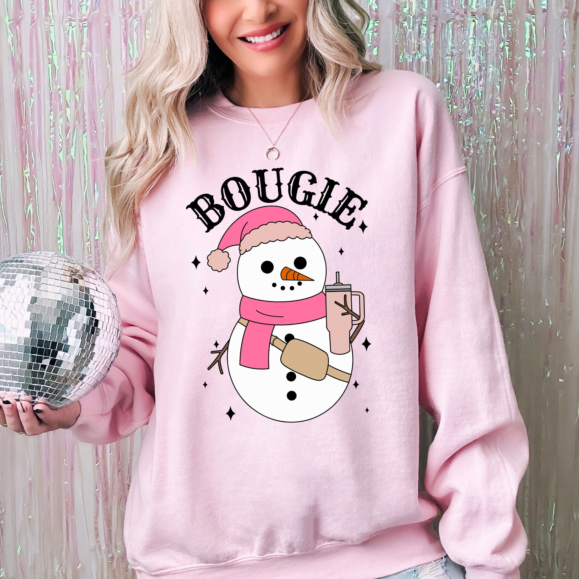 Bougie Snowman Christmas Santa Winter Snow Xmas Holiday Cheer Festive Cozy Classic Sweatshirt
