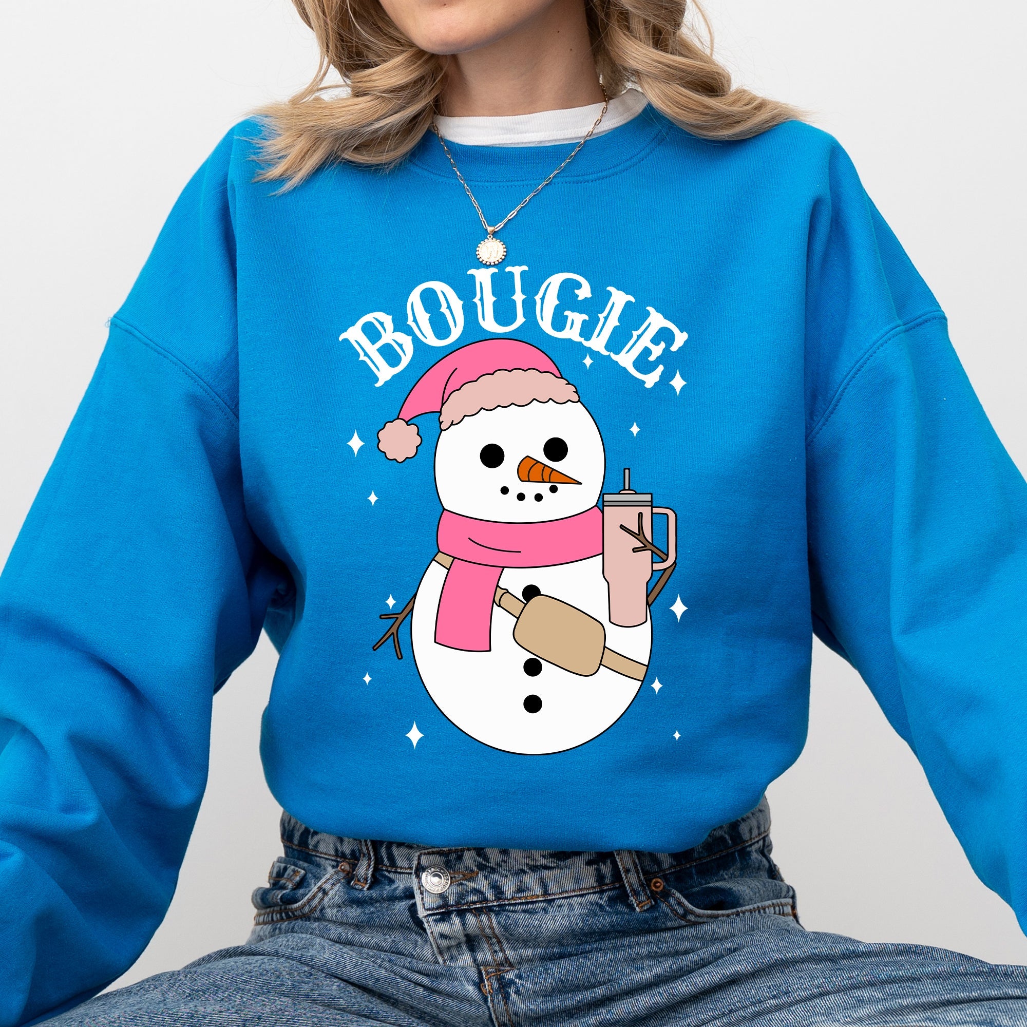 Bougie Snowman Christmas Santa Winter Snow Xmas Holiday Cheer Festive Cozy Classic Sweatshirt