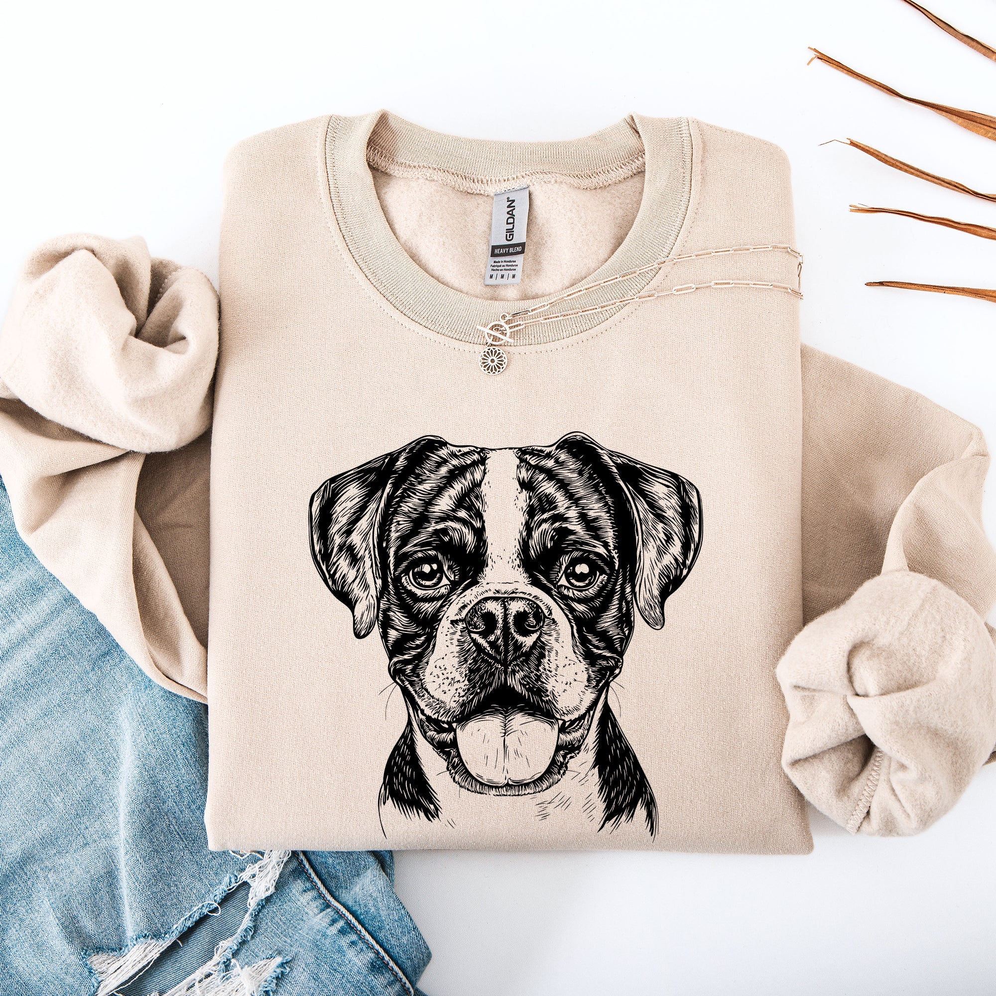 Boxer Dog Lover Portrait Series Embracing The Loyal Boxer Breed With Silhouette And Pride Sweatshirt