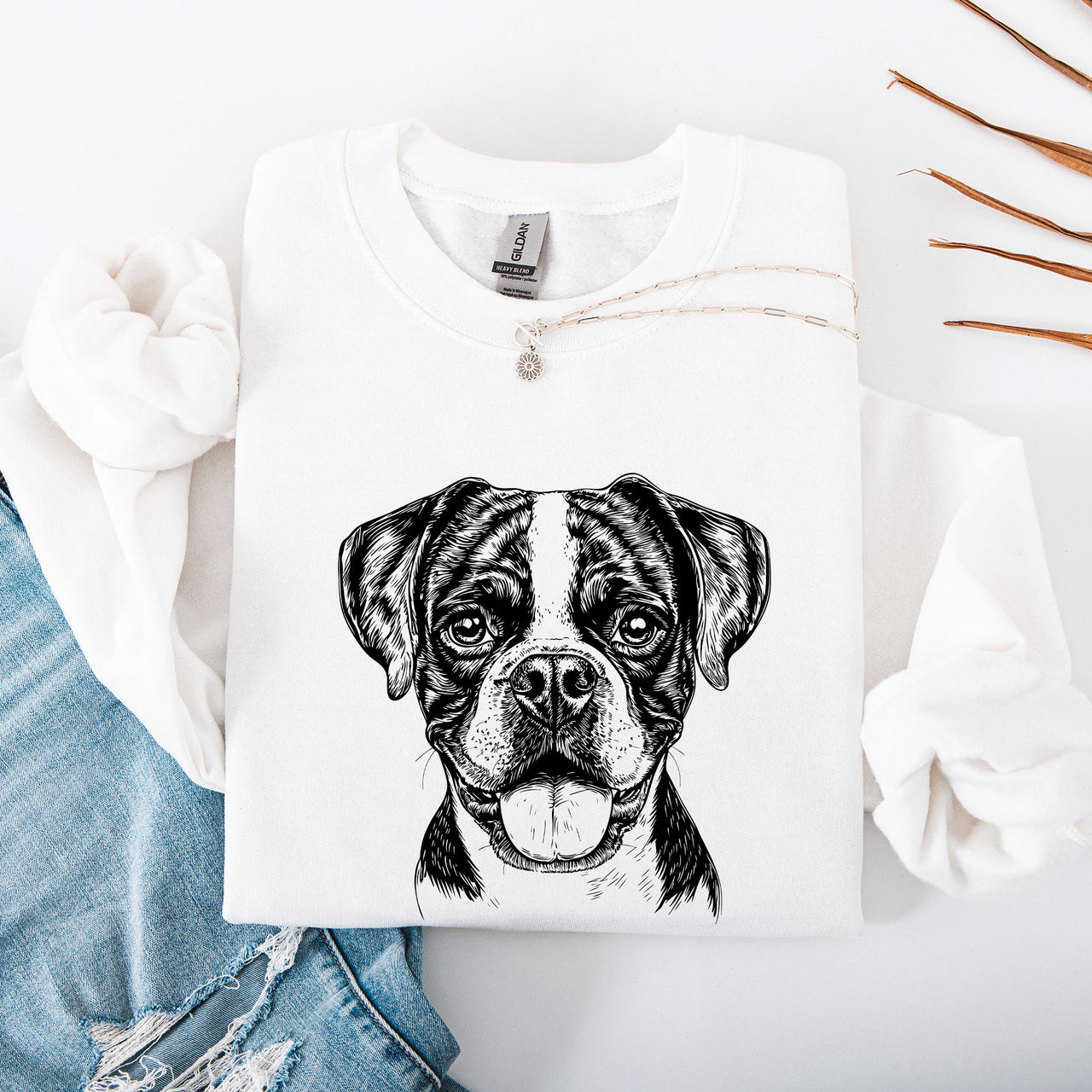 Boxer Dog Lover Portrait Series Embracing The Loyal Boxer Breed With Silhouette And Pride Sweatshirt