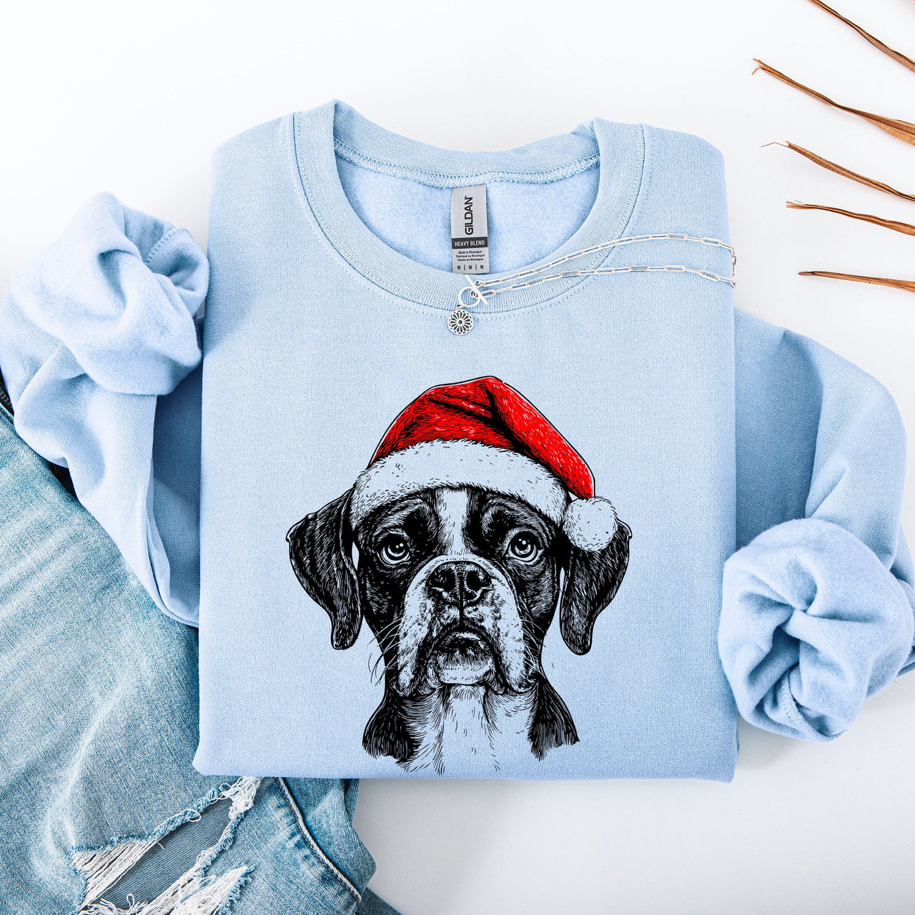 Boxer Santa Christmas Dog Lover Festive Illustration For Pet Lovers Edition Sweatshirt