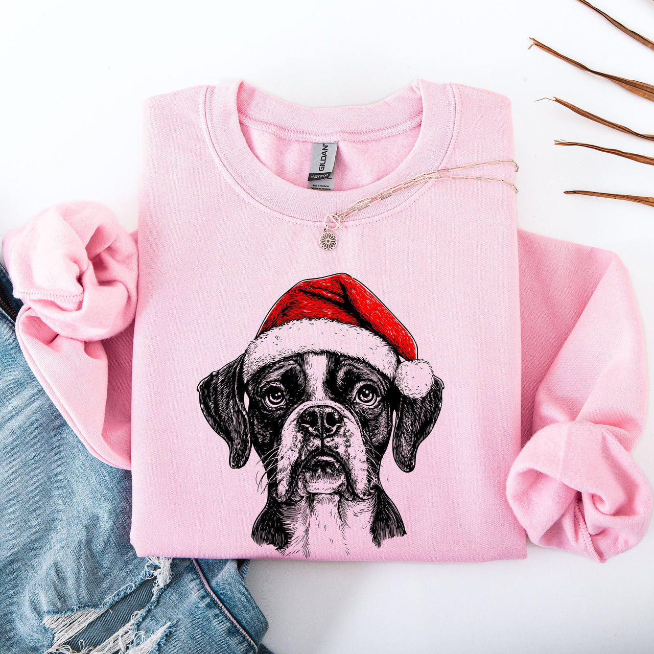 Boxer Santa Christmas Dog Lover Festive Illustration For Pet Lovers Edition Sweatshirt