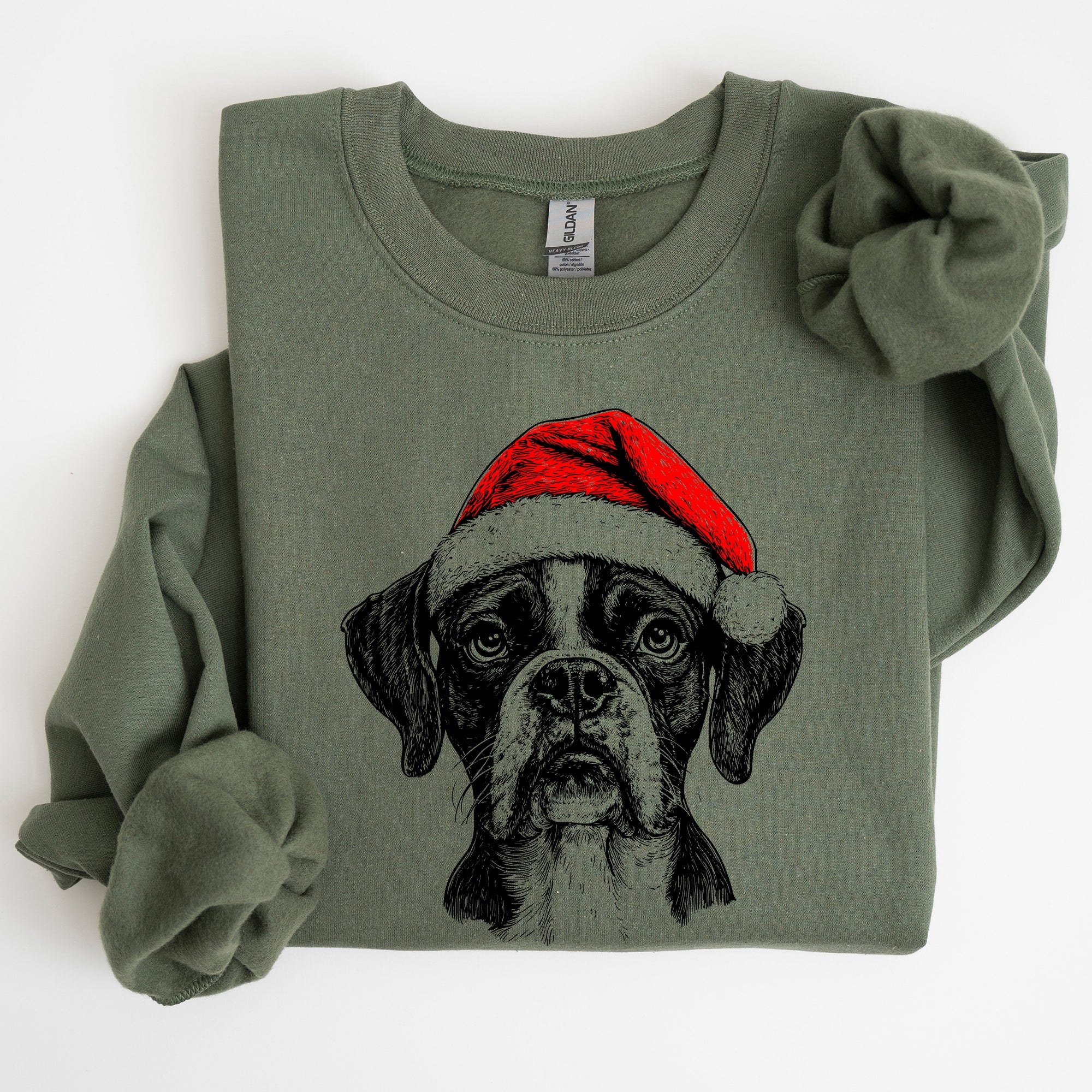 Boxer Santa Christmas Dog Lover Festive Illustration For Pet Lovers Edition Sweatshirt