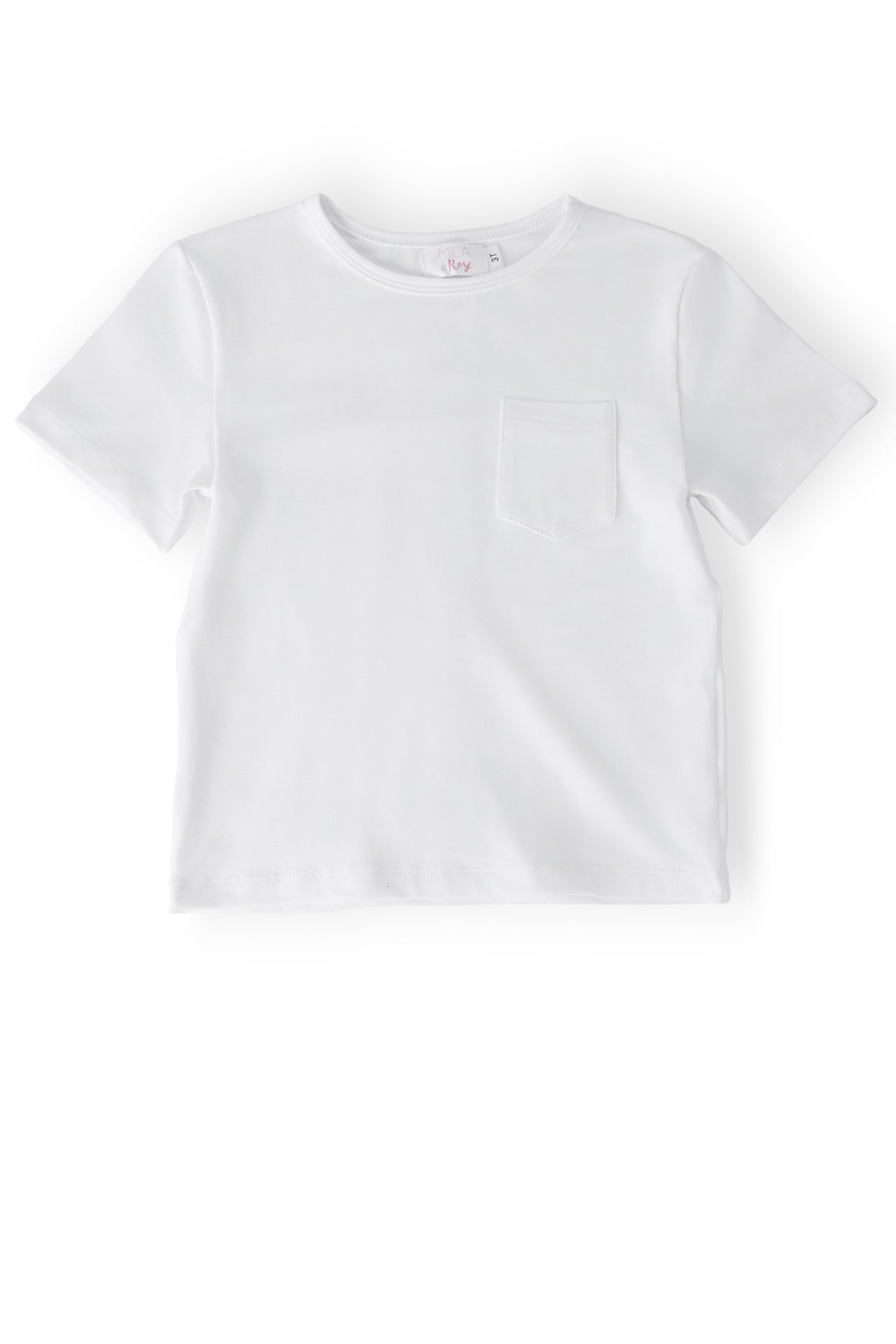 Boys White S/S Pocket Tee