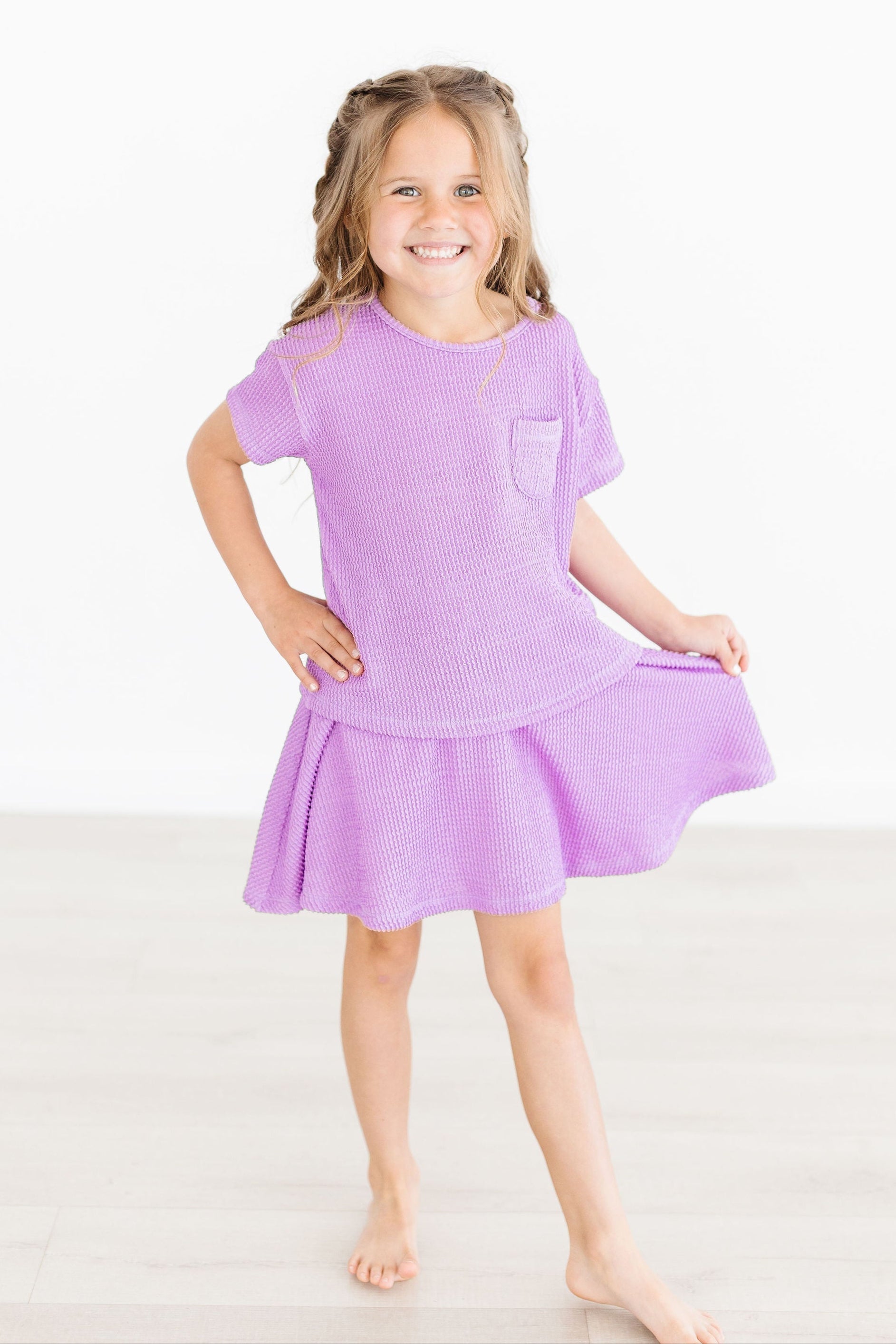 Bright Lilac Scrunchy Pocket Tee
