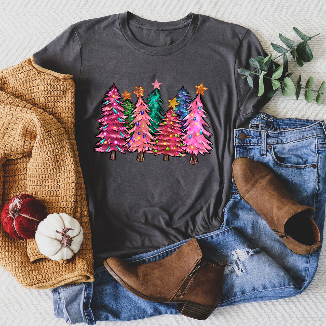 Bright Christmas Trees, Christmas Lights Festive Holiday Display Edition Graphic Tee
