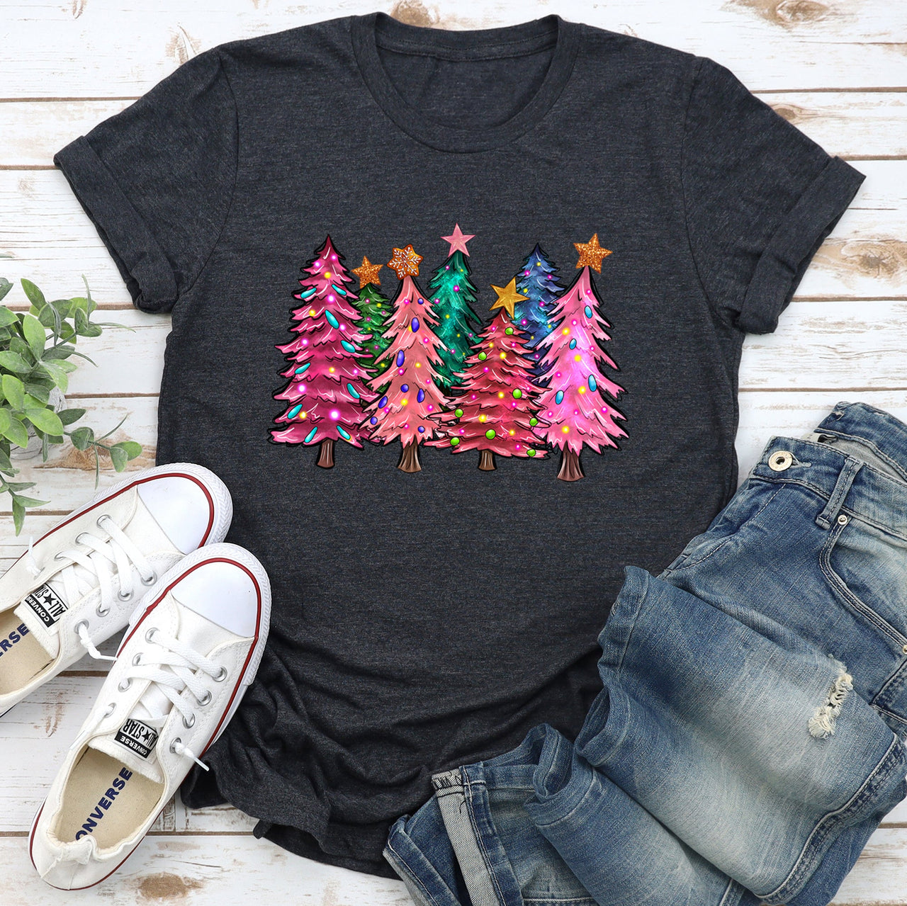 Bright Christmas Trees, Christmas Lights Festive Holiday Display Edition Graphic Tee