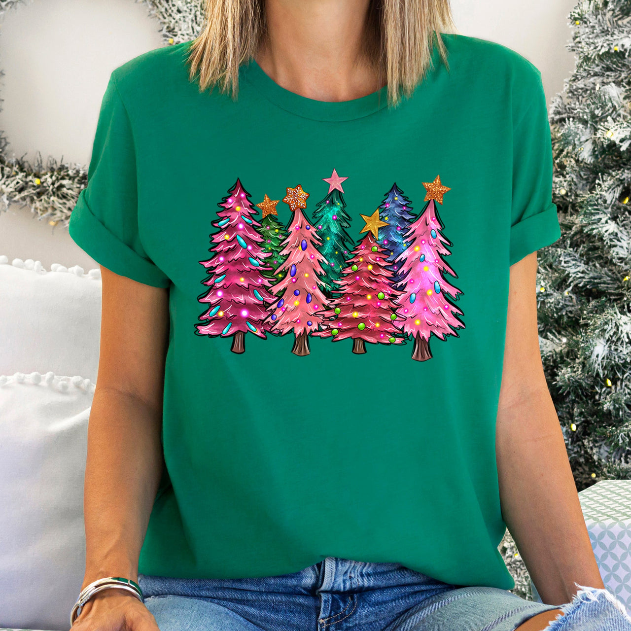 Bright Christmas Trees, Christmas Lights Festive Holiday Display Edition Graphic Tee