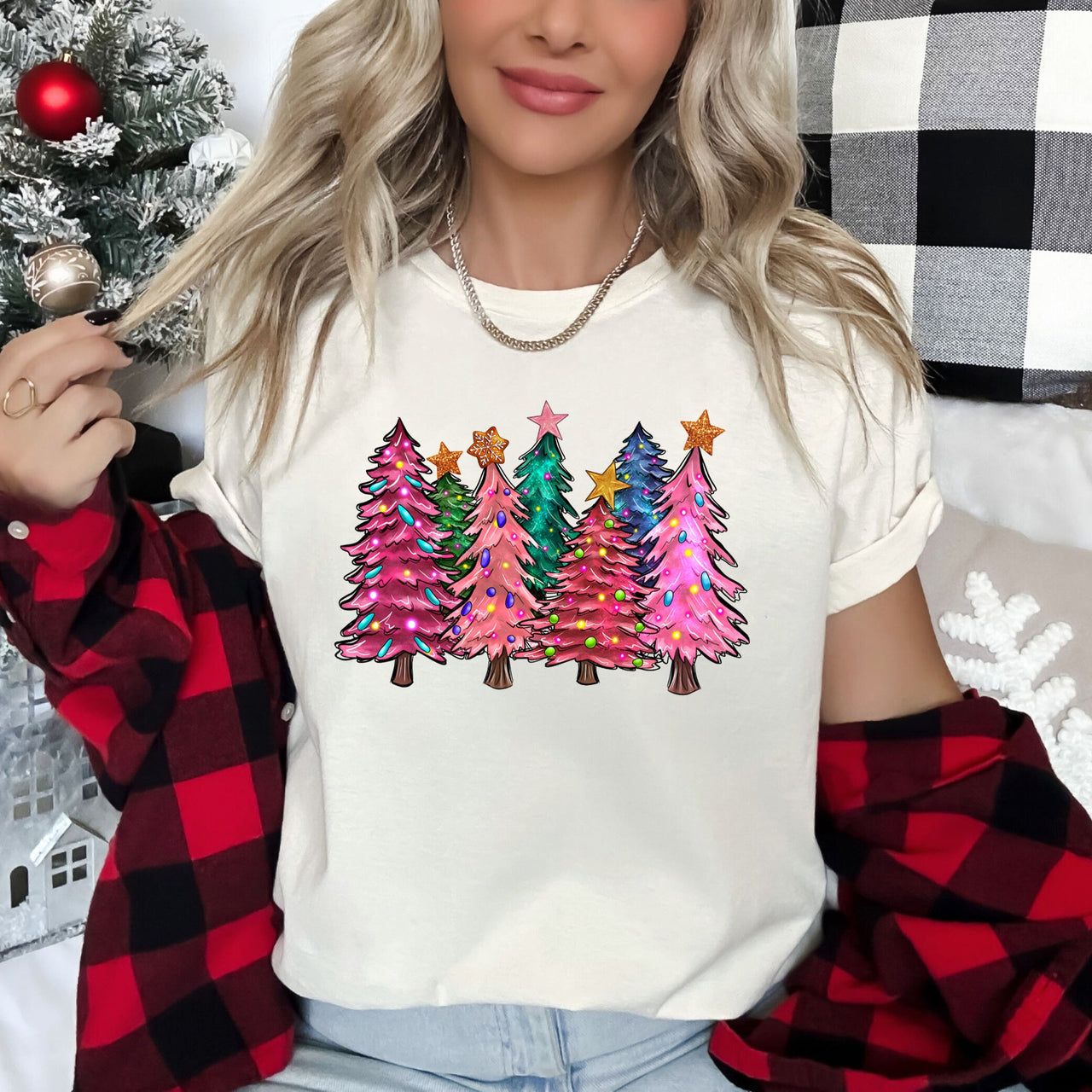Bright Christmas Trees, Christmas Lights Festive Holiday Display Edition Graphic Tee