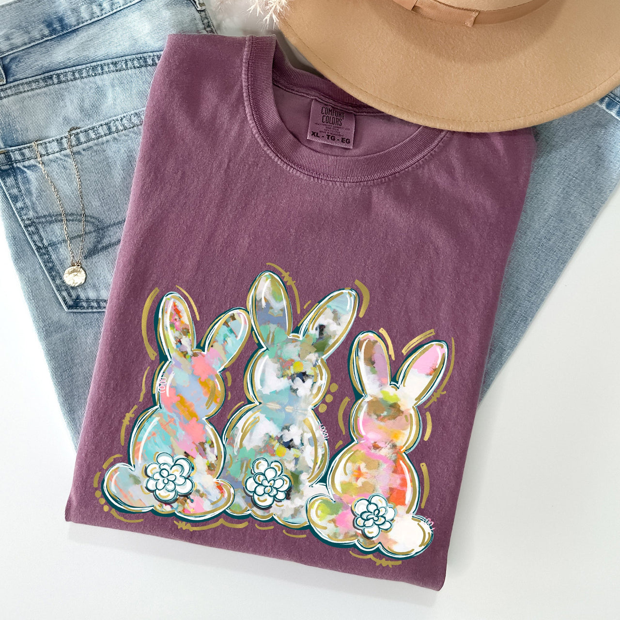 Brushstroke Easter Peter Cottontail Watercolor Illustration Art Print Comfort Colors Tee