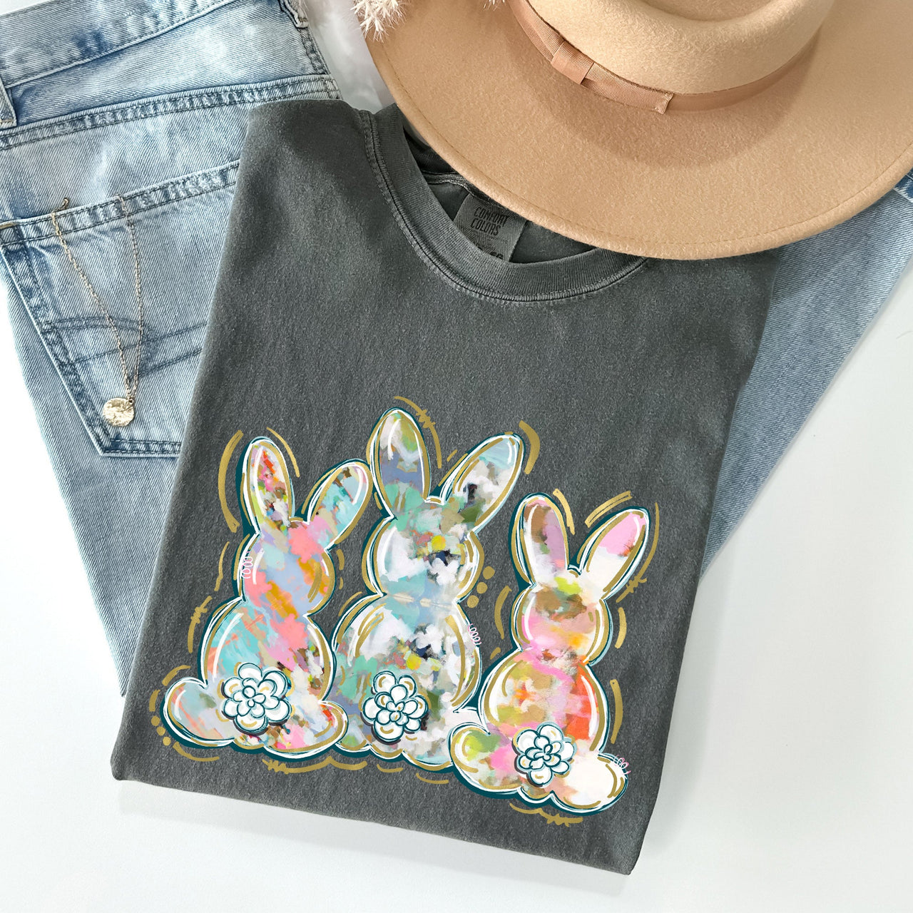 Brushstroke Easter Peter Cottontail Watercolor Illustration Art Print Comfort Colors Tee