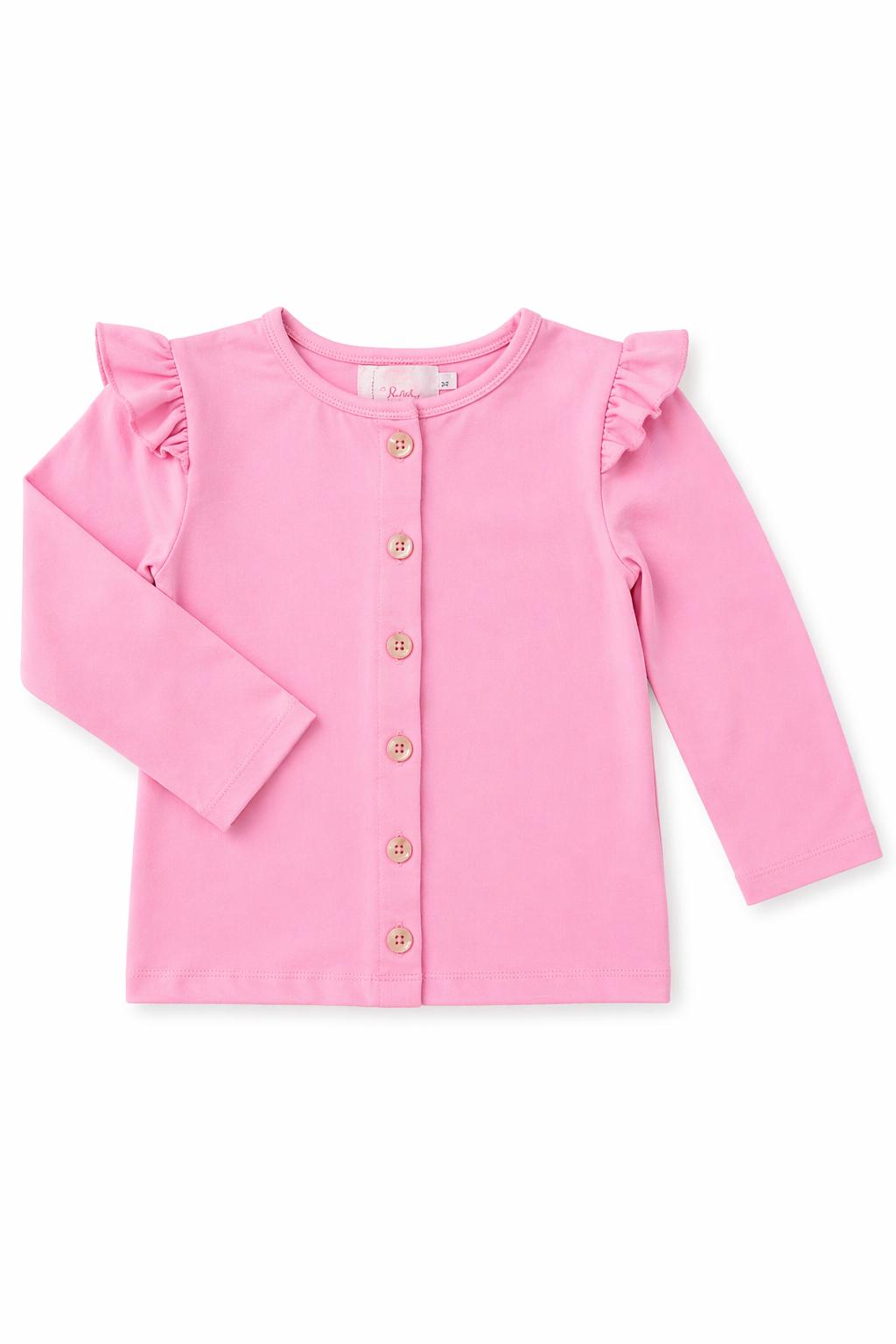 Bubblegum Pink Ruffle Cardigan