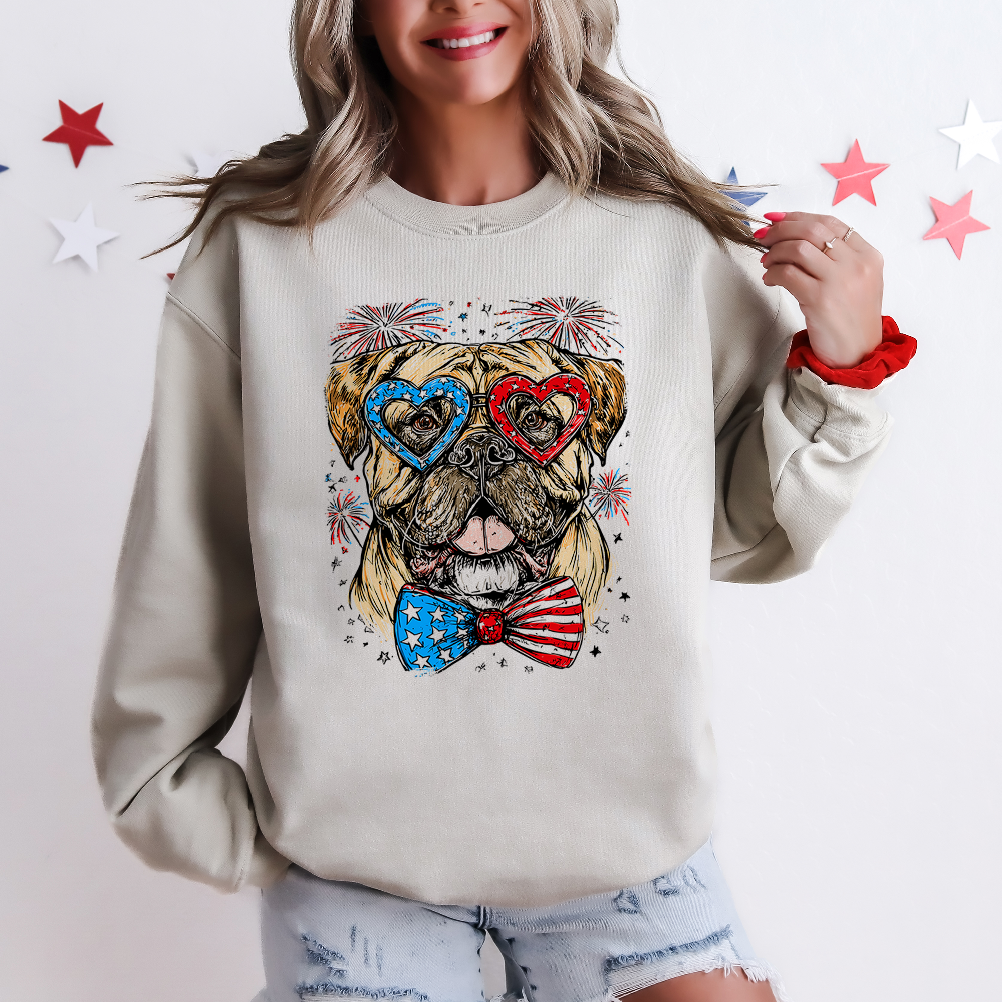 Bull Mastiff Patriotic Dog USA Pride 4th Of July American Flag Celebration Sweatshirt