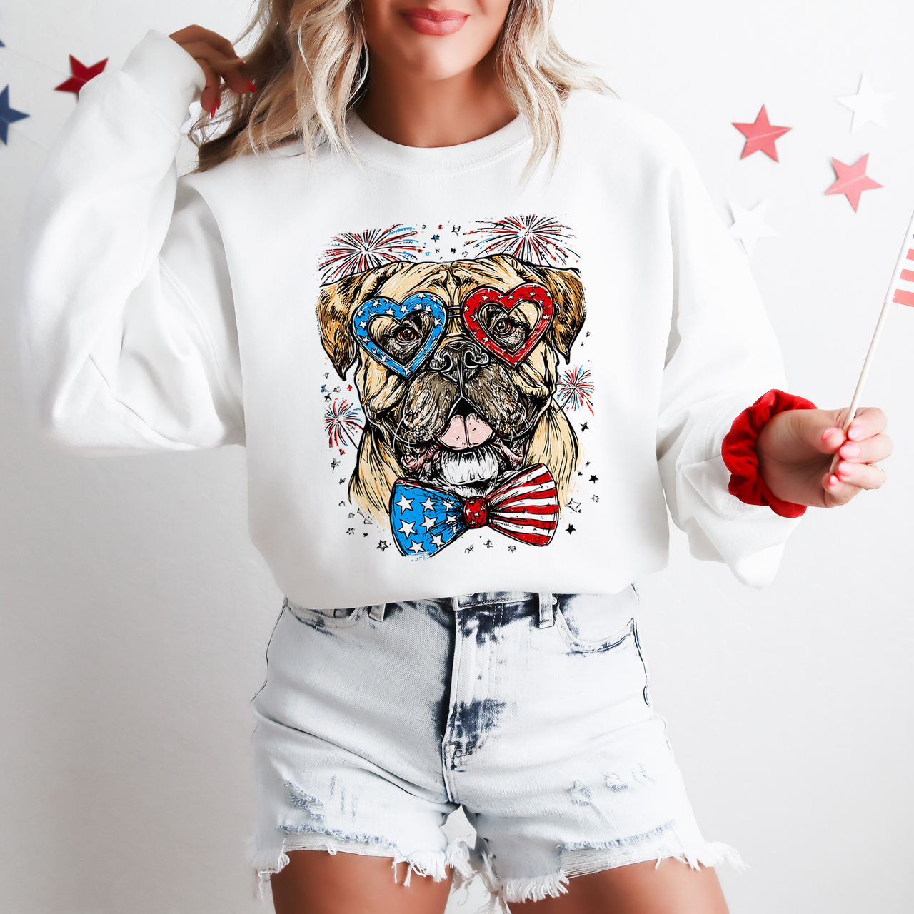 Bull Mastiff Patriotic Dog USA Pride 4th Of July American Flag Celebration Sweatshirt
