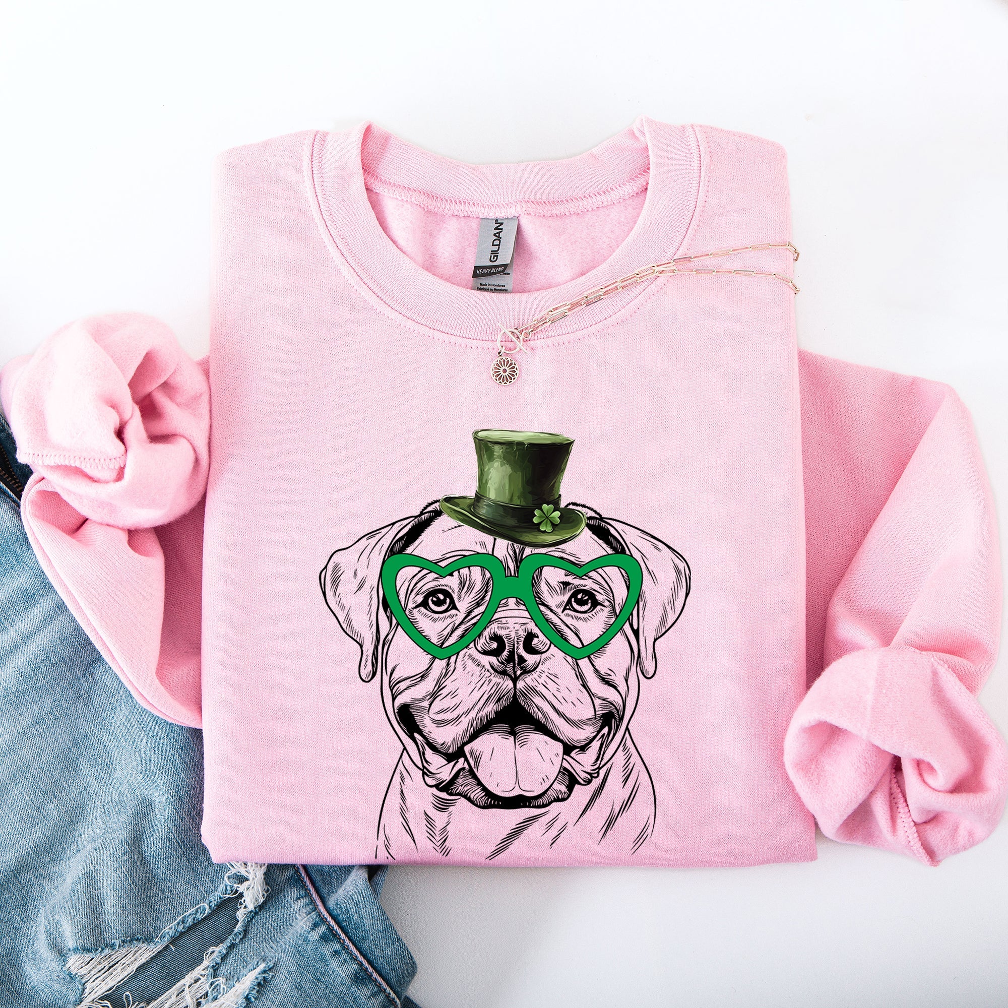 Bull Mastiff Adorable Dog St Patrick's Day Lucky Irish Graphic For Dog Lovers Sweatshirt