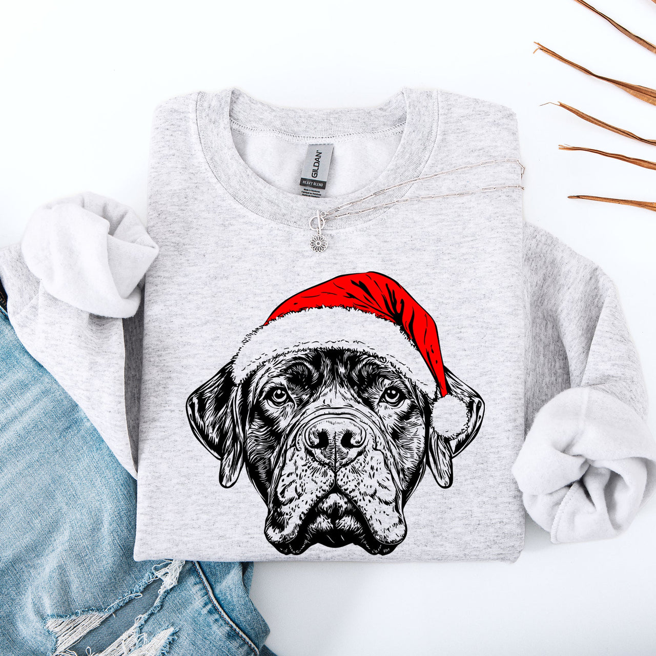 Bull Mastiff Santa Dog Christmas Lover Festive Holiday Companion For Pet Parents Sweatshirt